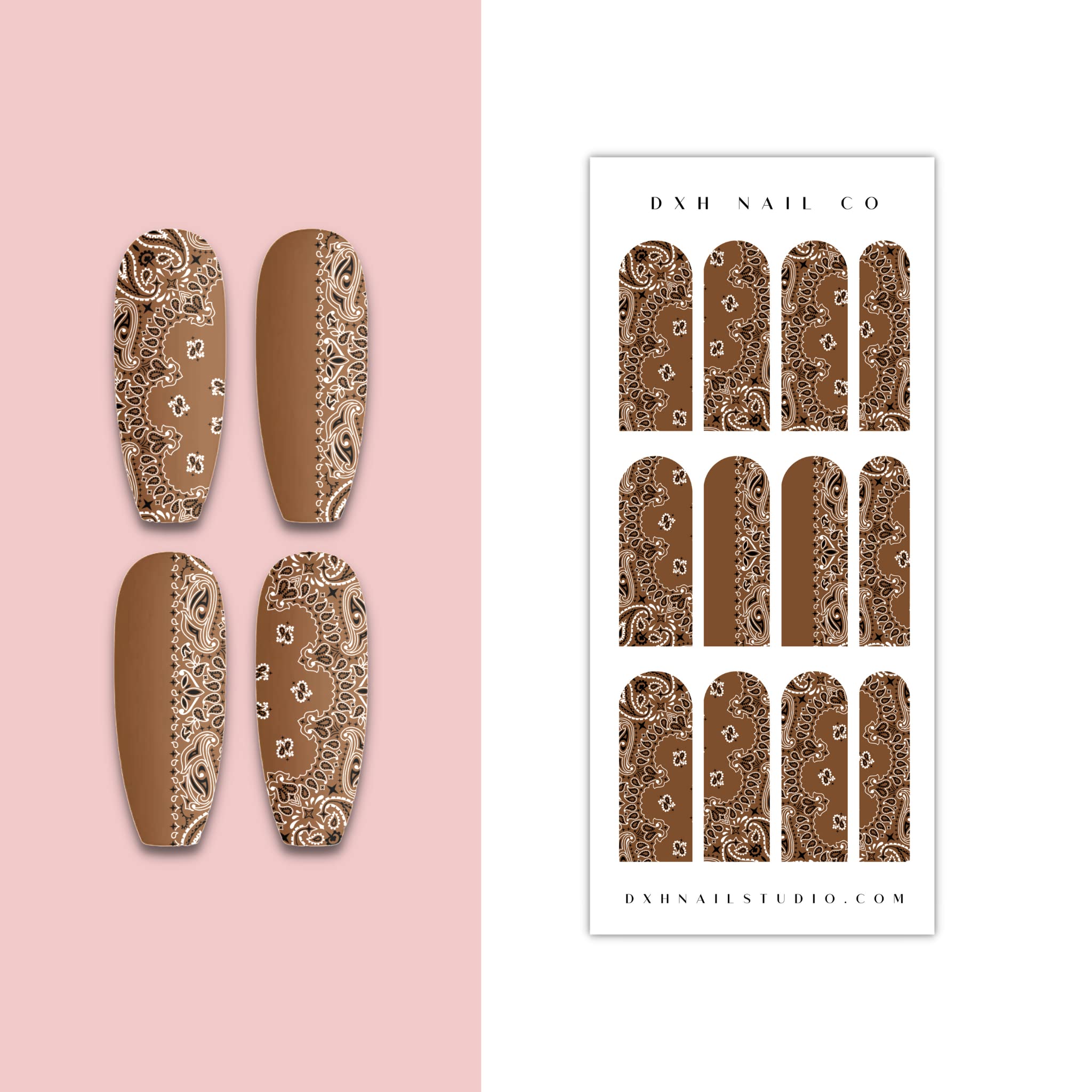 Amazon.com: DXH NAIL CO Brown Classic Bandana Nail Decals XL Bandana  Paisley Nail Wraps DIY Manicure Accessories Cute Summer Nail Designs :  Beauty & Personal Care