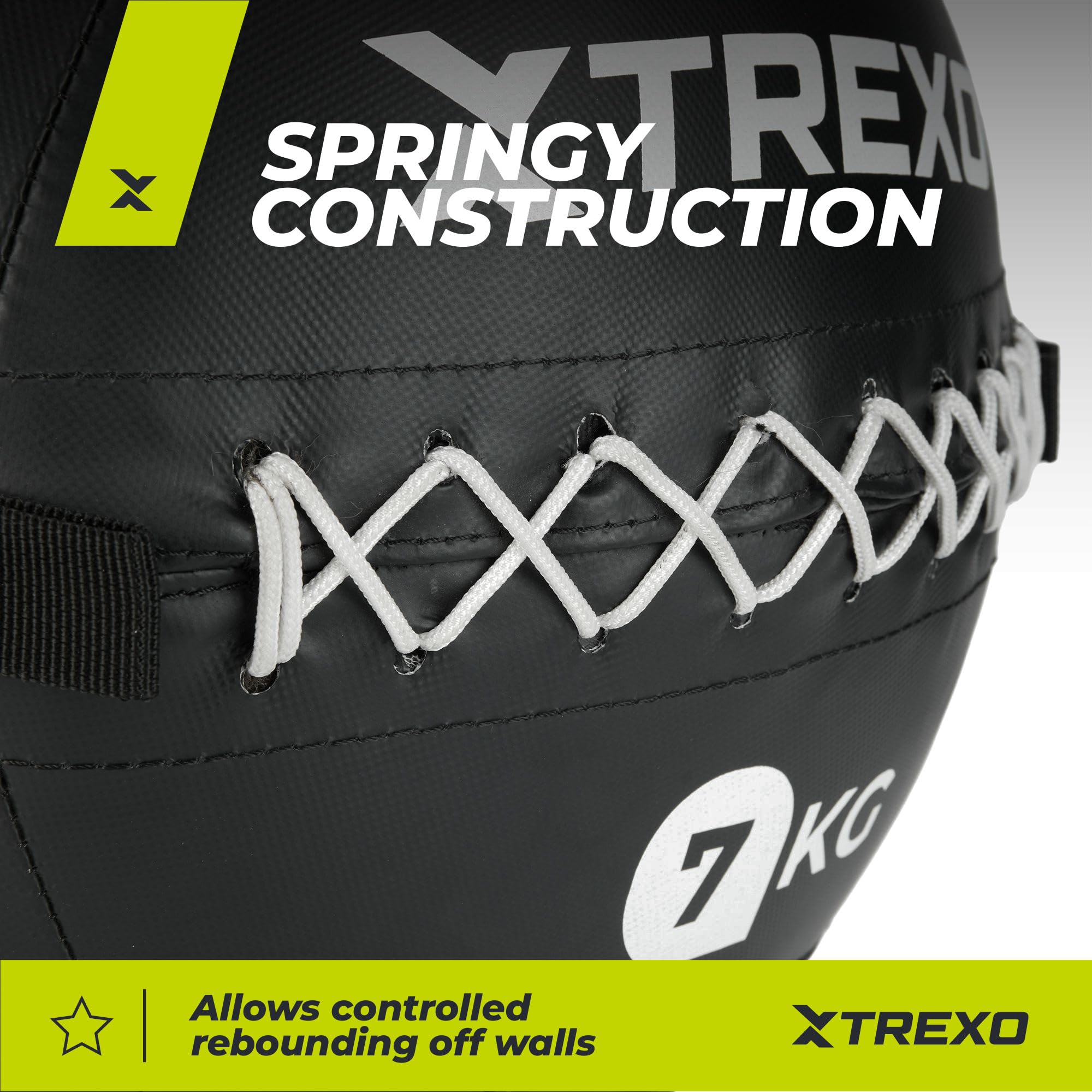 TREXO – Ballon Médicinal Wall Ball– Enveloppe Souple, Entraînement Cross, Conditionnement & Force, Similicuir Durable, Prise Adhérente, Rebond Contrôlé