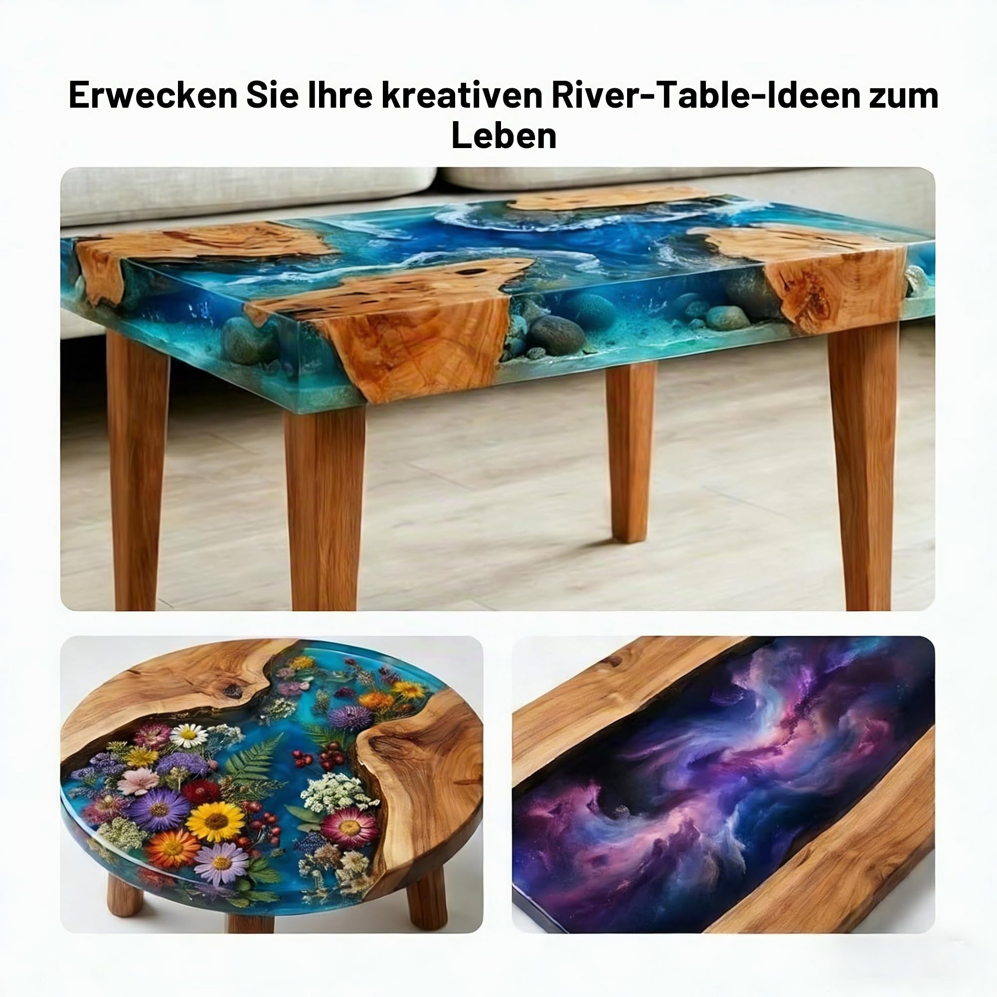 Resiners Epoxidharz-Form mit verstellbarer Trennwand, 61 x 30,5 x 7,6 cm, mit Wasserwaage, Füllklemmsystem und transparenter Tiefenplatte, ideal
