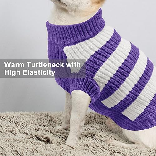 Miniatura 8 de ALAGIRLS Suéteres para perros medianos, suéter de punto cálido de cuello alto, suéter de Navidad para perro, ropa para mascotas, color morado