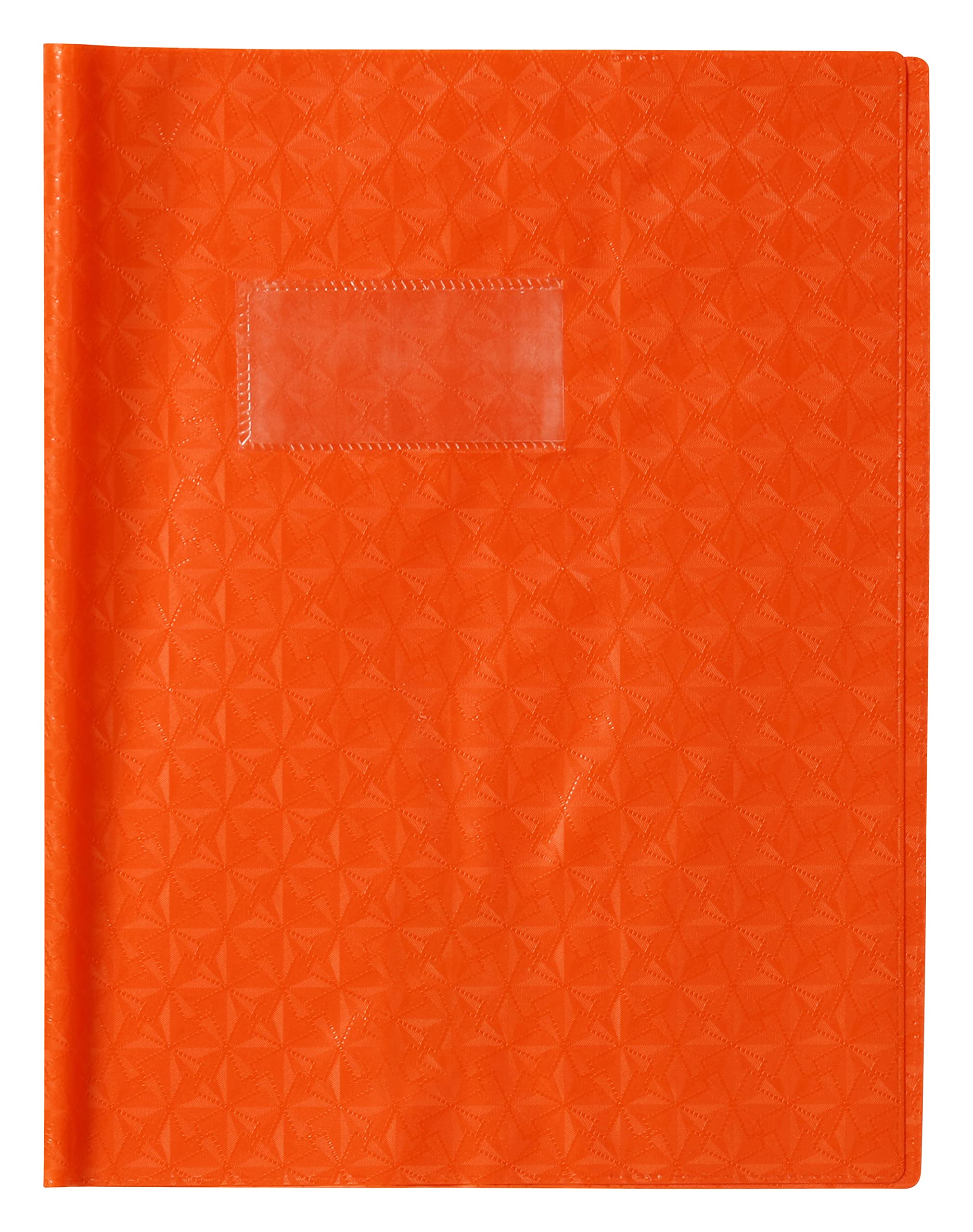 Calligrapher 72018C - A Grain Diamond Orange Notebook Cover - Dimensions: 17 x 22 cm - 18/100th with Label Holder - Opaque PVC - Manufactured in France