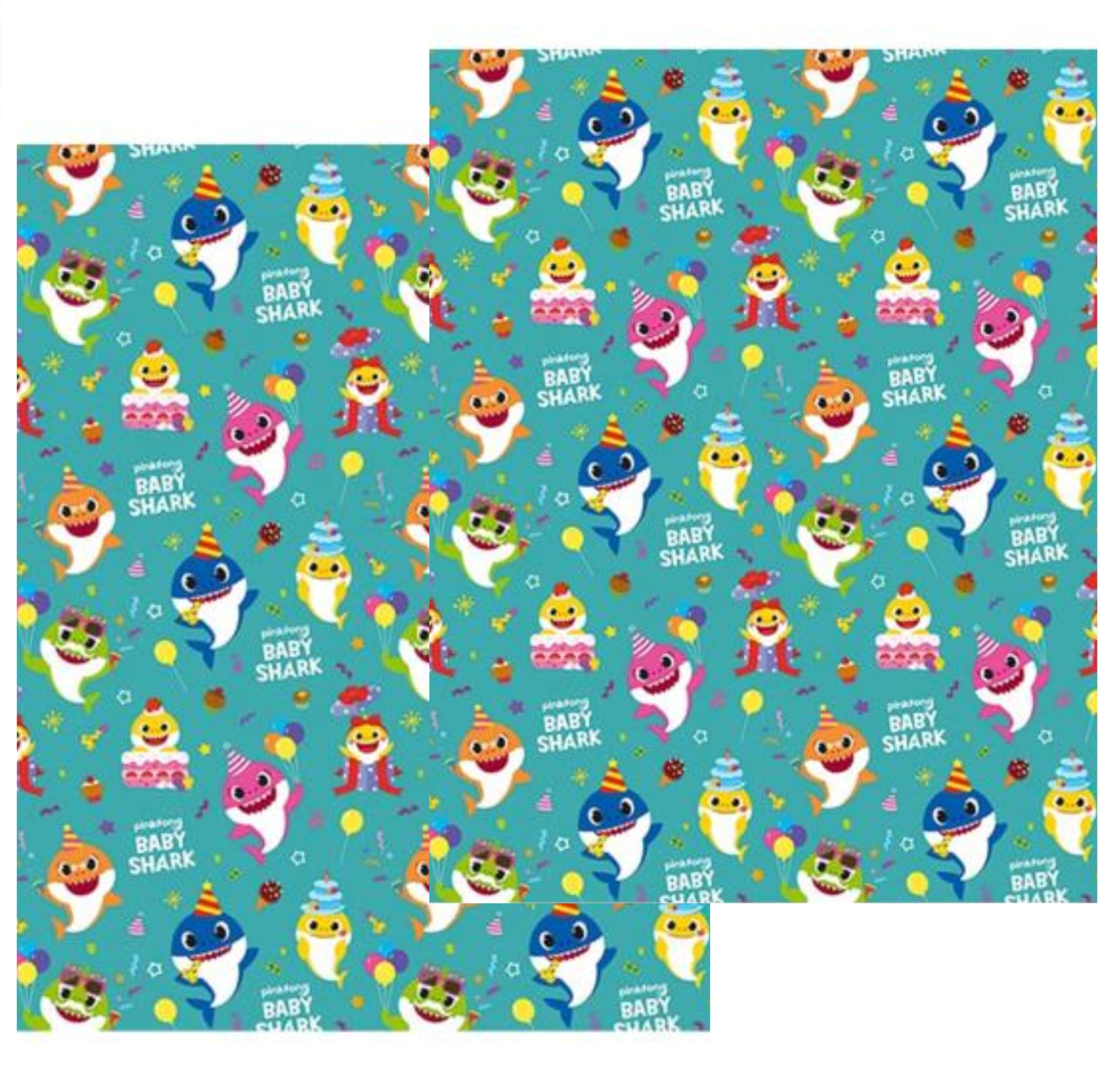 BABY SHARK WRAPPING PAPER 4M ROLL WRAP 2 PACK KIDS BIRTHDAY GIFT WRAP