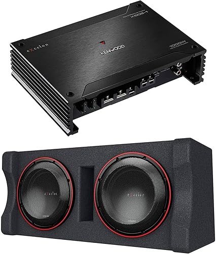 KENWOOD X502-1 eXcelon Amplificador de subwoofer clase D de 500 vatios a 2 ohmios | Plus KENWOOD eXcelon P-XW1221DHP Caja con puerto de 2 ohmios con