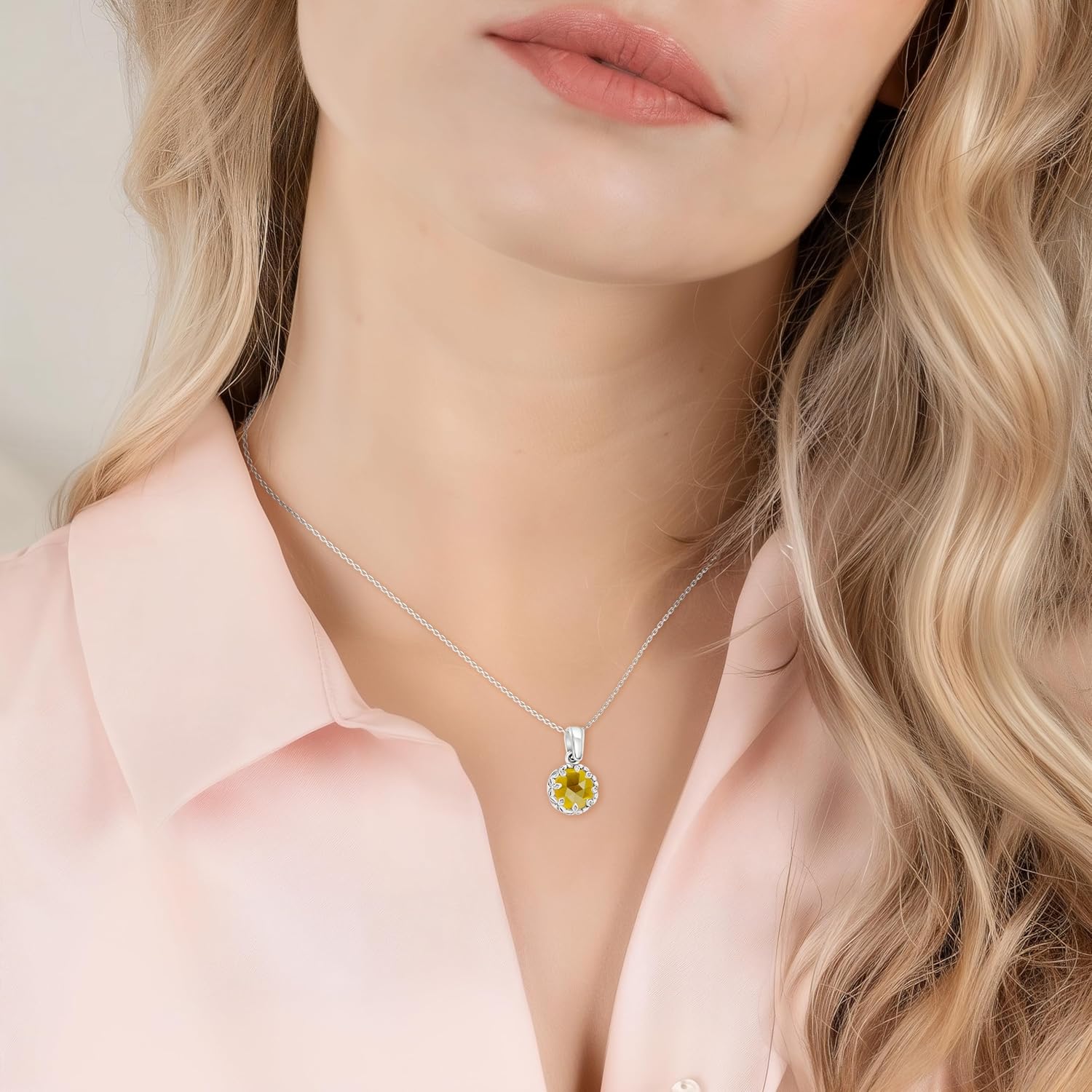 925 Sterling Silver Gemstone Necklace for Women - Birthstone Necklace for Women - Dainty Silver Necklace - Necklaces for Women Silver - Dainty Necklace for Women - Gemstone Jewelry Silver