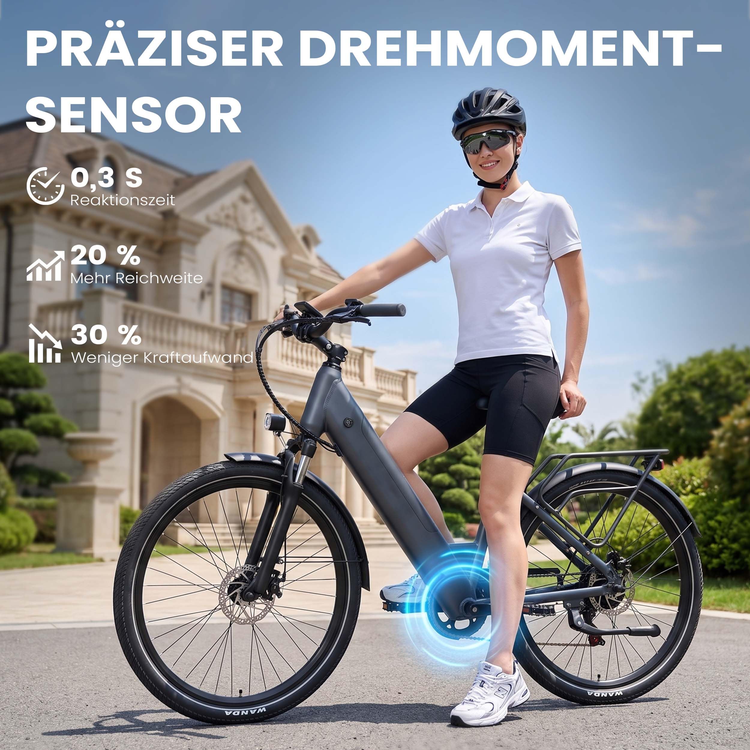 Elektrofahrrad für Erwachsene, 28 Zoll E-Bike mit 48V 250W Reichweite 140 km, Trekking Bike 25 km/h