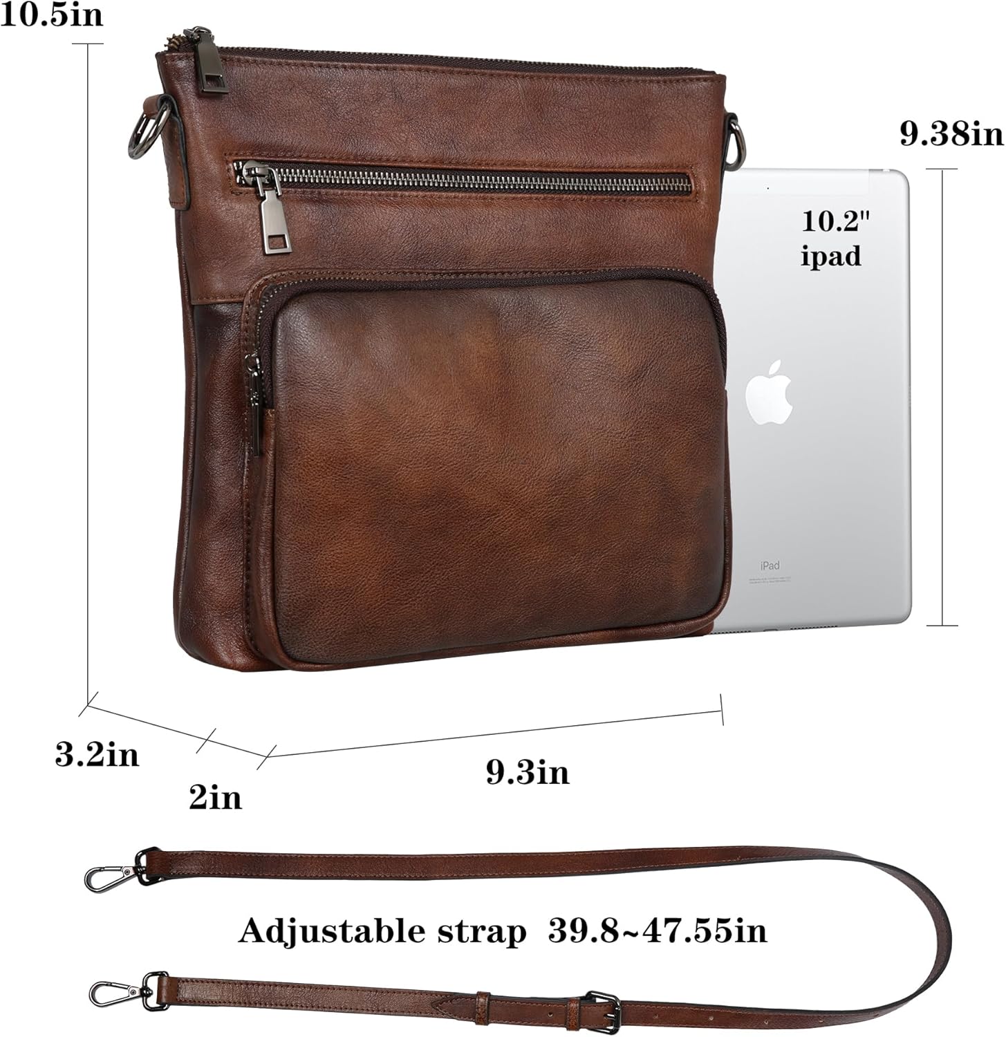 HESHE Genuine Leather Crossbody Purses for Women Soft Leather Purse Satchel Shoulder Bags with Multi Pockets - Image 4