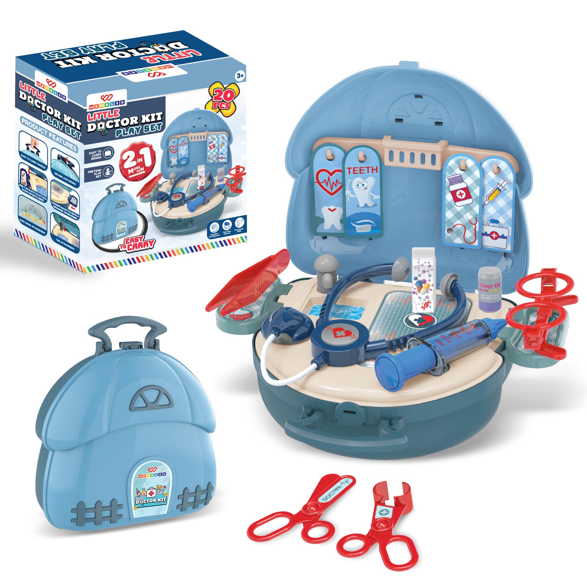 Wembley Doctor Set for Kids Boy & Girl 3-10 Year Old | Stethoscope Doctor kit Pretend Play Portable Suitcase | Safe and Non-Toxic Role Playset | Birthday Gift Toy for Kids Ages 3 to 10 Years Old-image-40