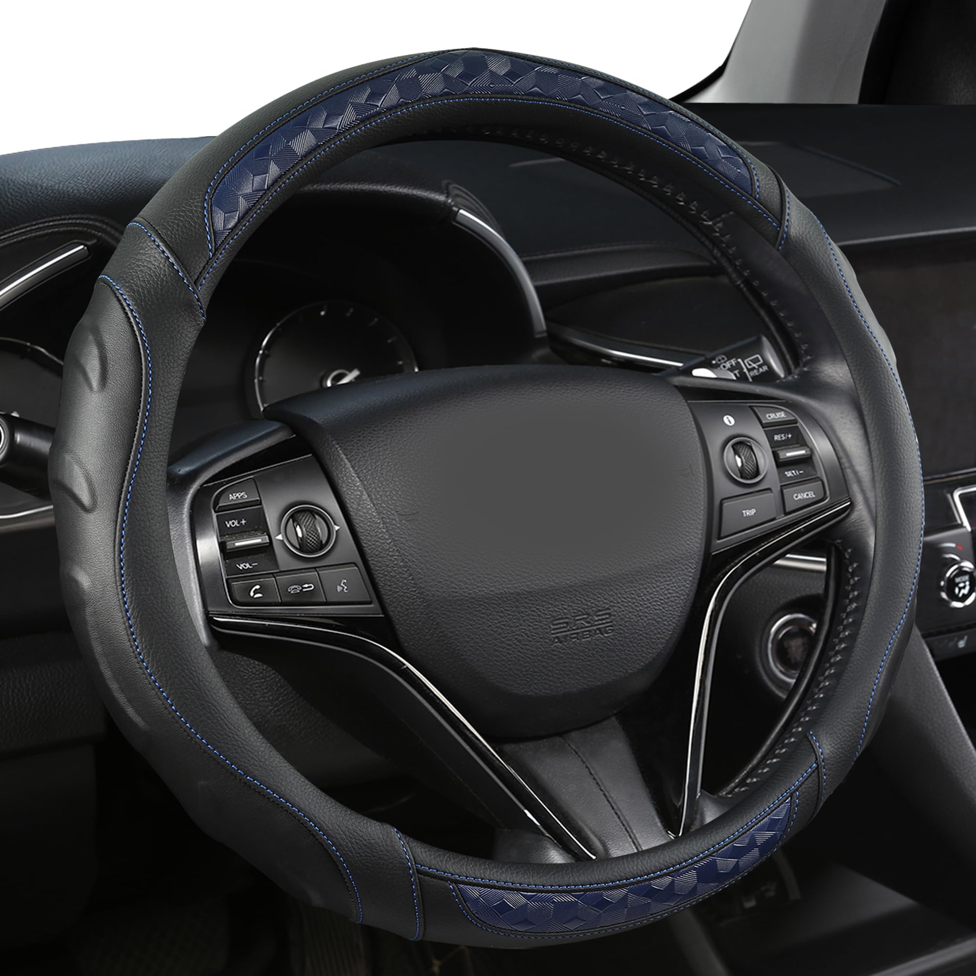 Black Panther Coprivolante personalizzato per Volkswagen,Toyota, Mercedes, Peugeot, BMW, Renault, Audi, Ford, Skoda, Hyundai, Kia, Misura universale 37-38cm (14,5-15") - Blu