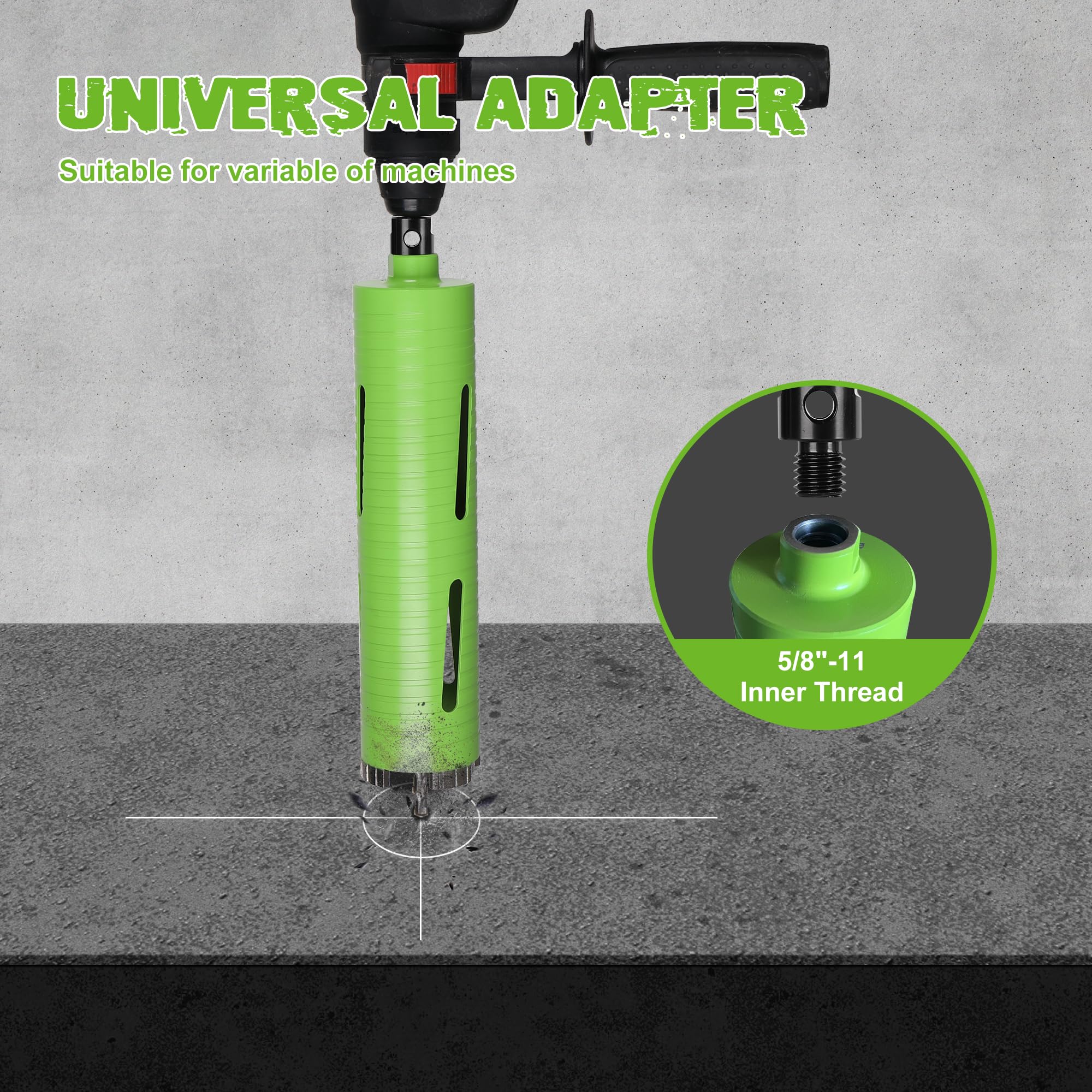 Dry Core Drill Bit Kit - 2.5" with Adapters -7