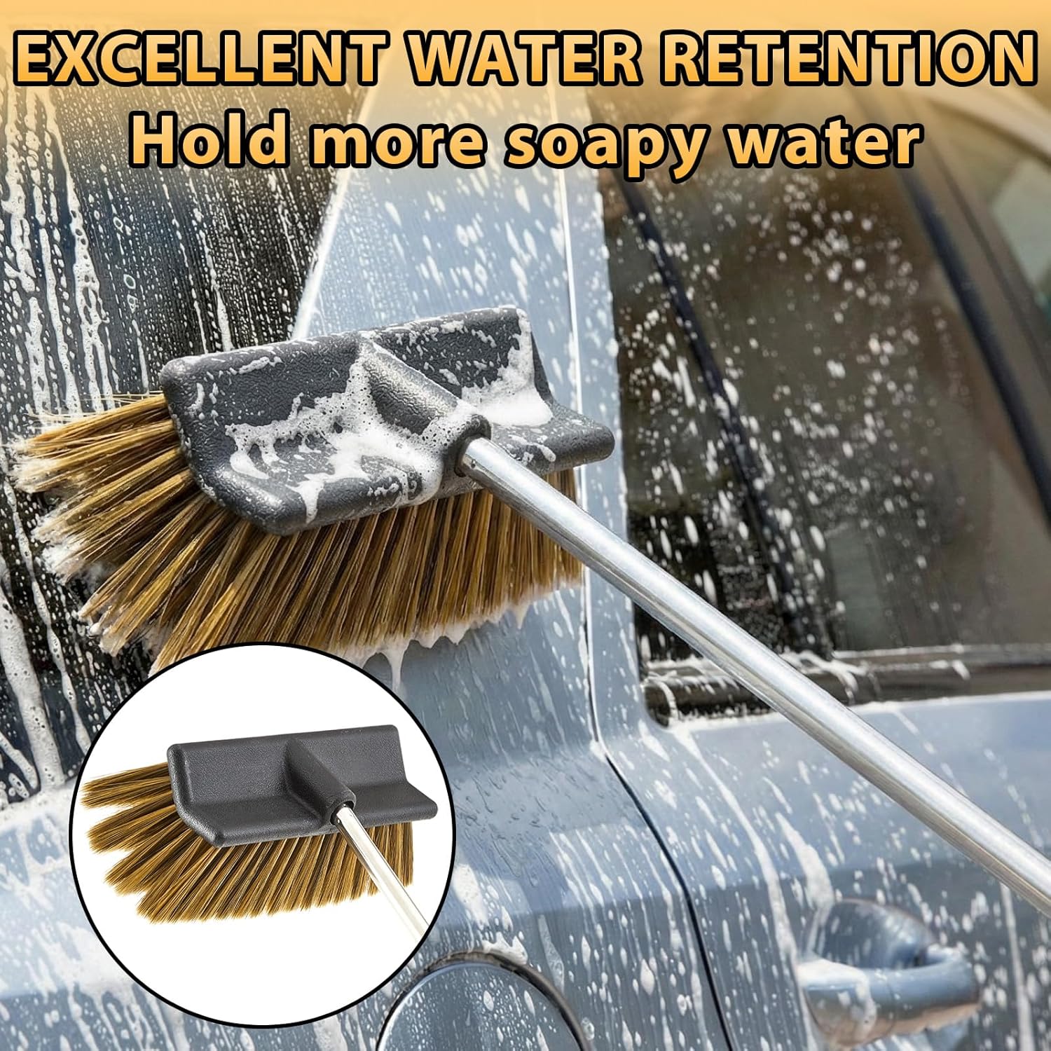 Soft Boar's Hair Car Wash Brush 10 in Synthetic Bristles Safely Lifts Dirt Premium Curved Bristles Soft, Scratch-Free Cleaning Durable & Versatile for Cars, Trucks & Rvs