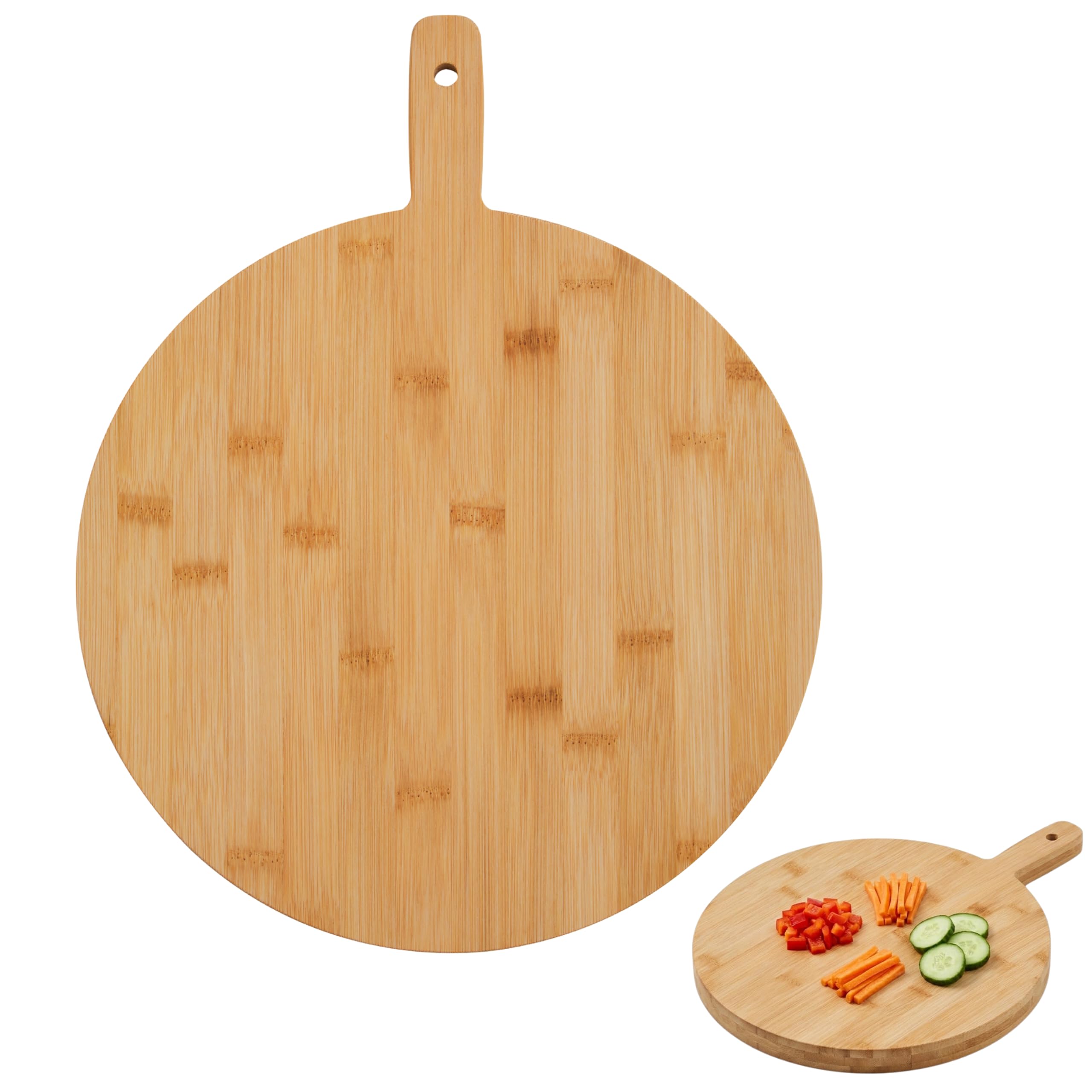 Premier Housewares Bamboo Round Paddle Chopping and Serving Board