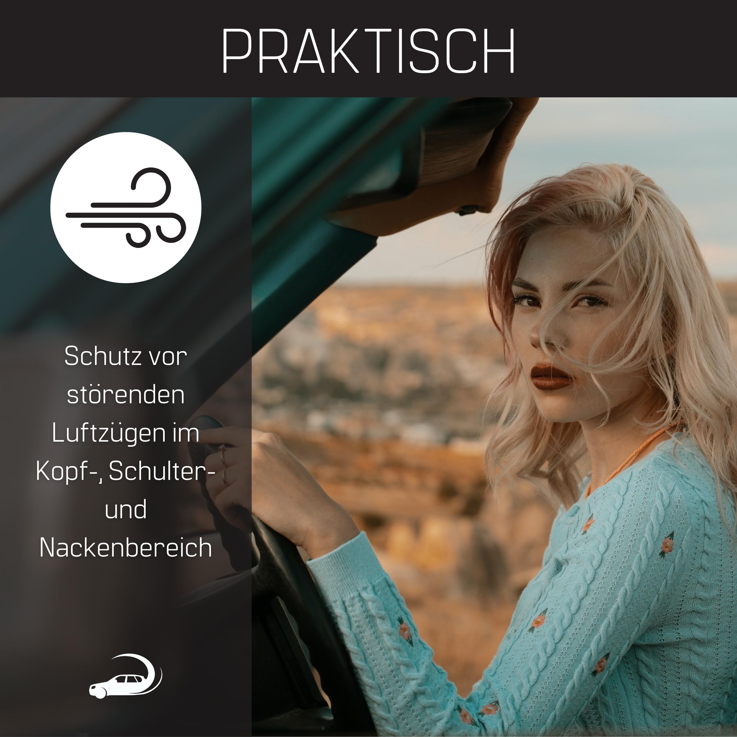 Windschott kompatibel mit BMW E93 Baujahr 2006-2013 (Schwarz) – Windschott Universal mit Schnellverschluss ohne Tasche