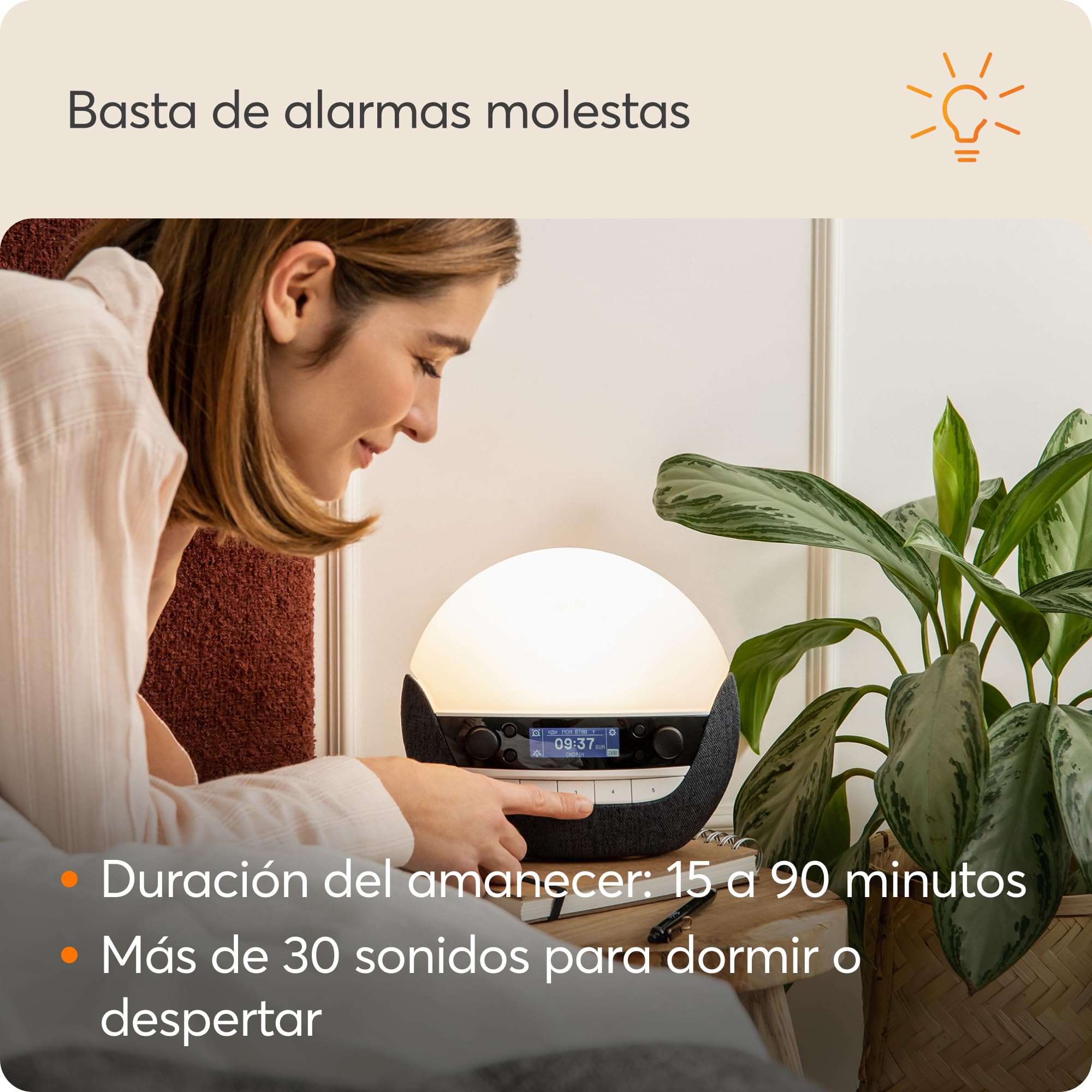 Lumie Bodyclock Luxe 750DAB - Despertador con radio DAB, altavoz Bluetooth y poca luz azul para dormir