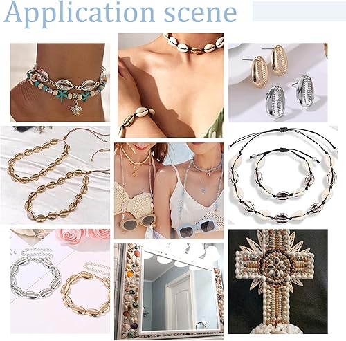 Miniatura 7 de PH PandaHall 64 cuentas de concha de cauri galvanizadas, dijes de conchas marinas doradas y plateadas, cuentas de Cowrie Hawaii para manualidades de