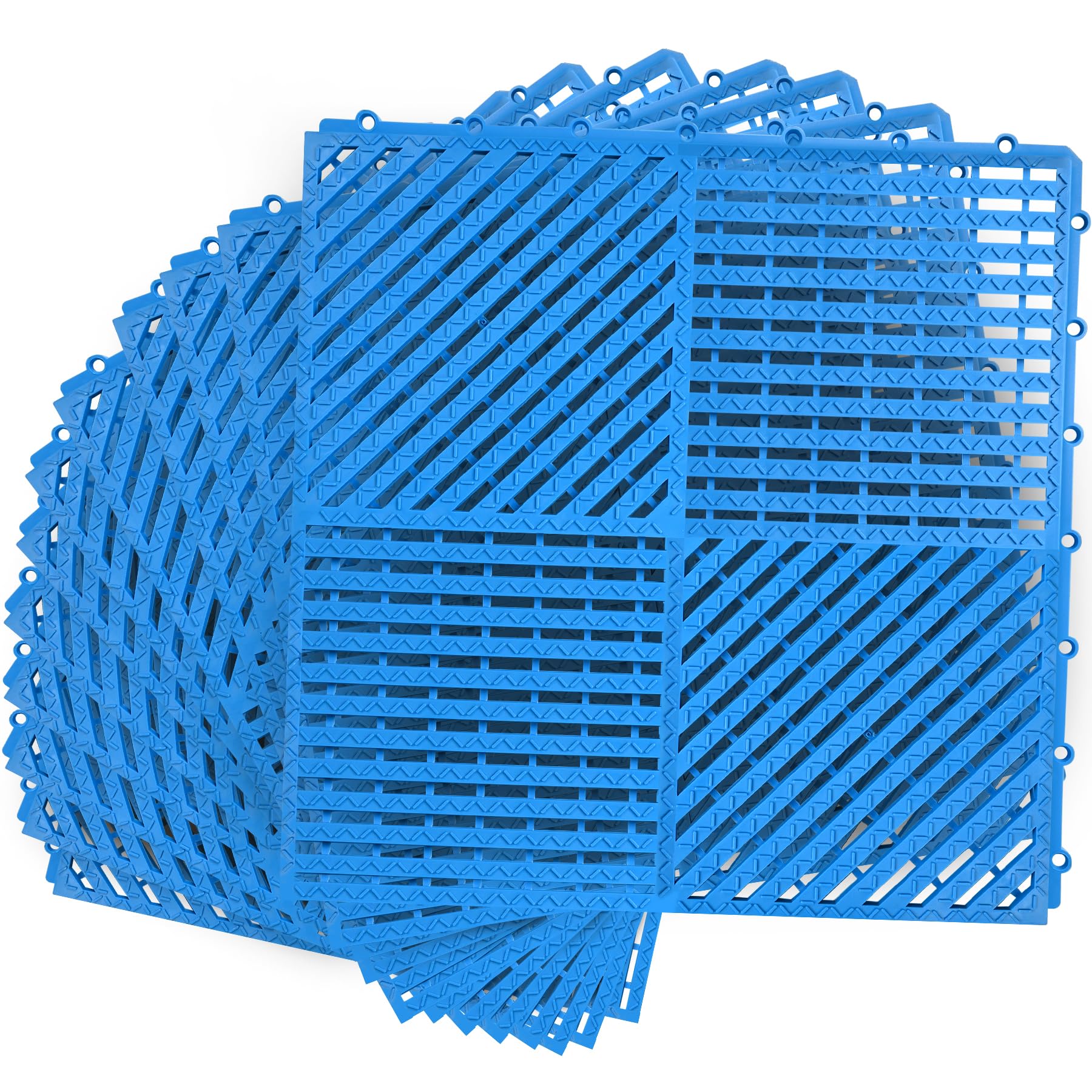 MYFAMIREA Modular Interlocking Cushion 12 Pack 11.8" x 11.8" Rubber Floor Tiles Non-Slip Splicing Drainage Mats for Deck, Pool, Shower, Patio, Balcony