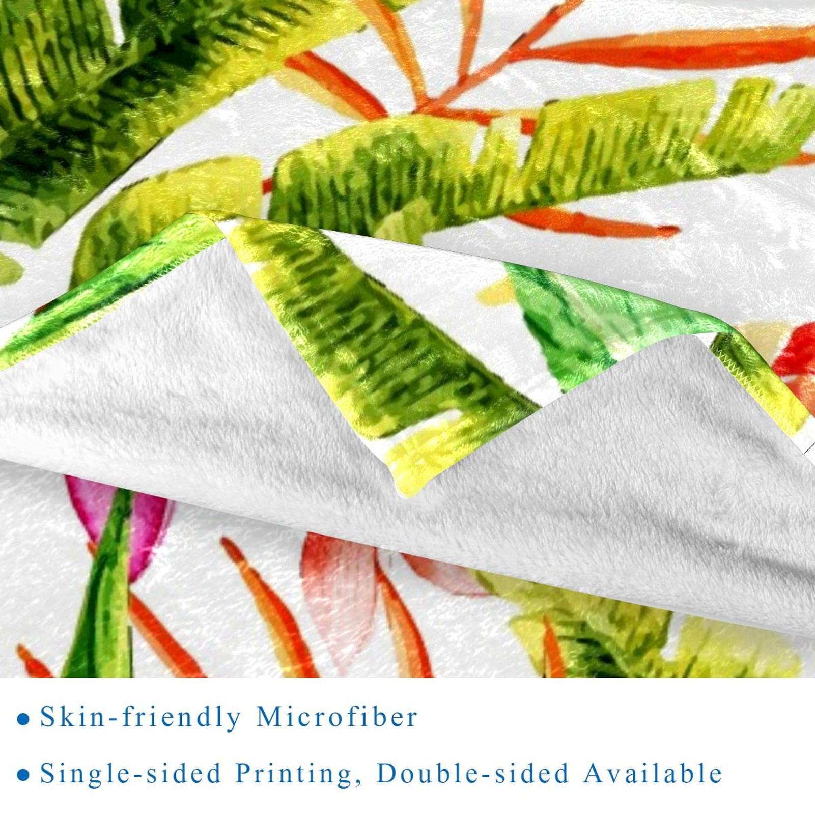 Manta de forro polar, súper suave, lujosa manta de ropa de cama con hojas tropicales