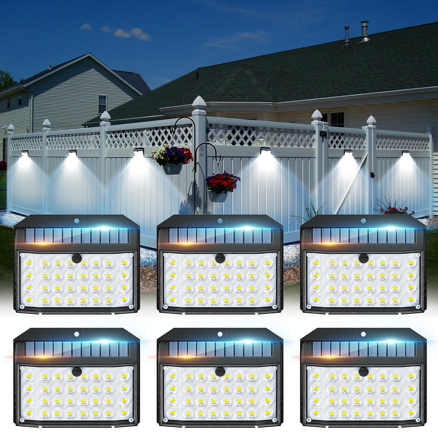 ZASUN Solar Lights for Outdoor Use, Pack of 6 Solar Lights for Outdoors, IP65 Waterproof Auto On/Off Solar Wall Light, Outdoor Solar Lamp for Patio, Garden, Steps and Stairs, No Motion Sensor