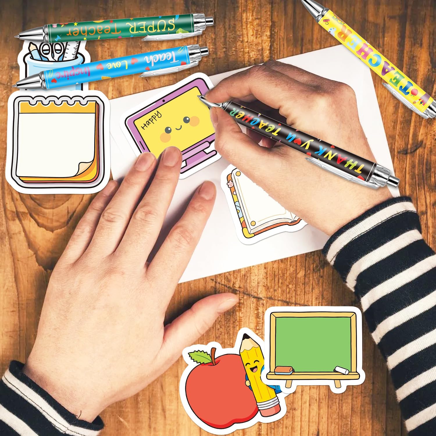 Teacher Appreciation Gift Pens with Sticky Notes - 48pcs Thanks Best Teacher Ever Week Black Ballpoint Pens Notepads Bulk, Back to School Writing Stationery Small Cute End of the Year Present image 5