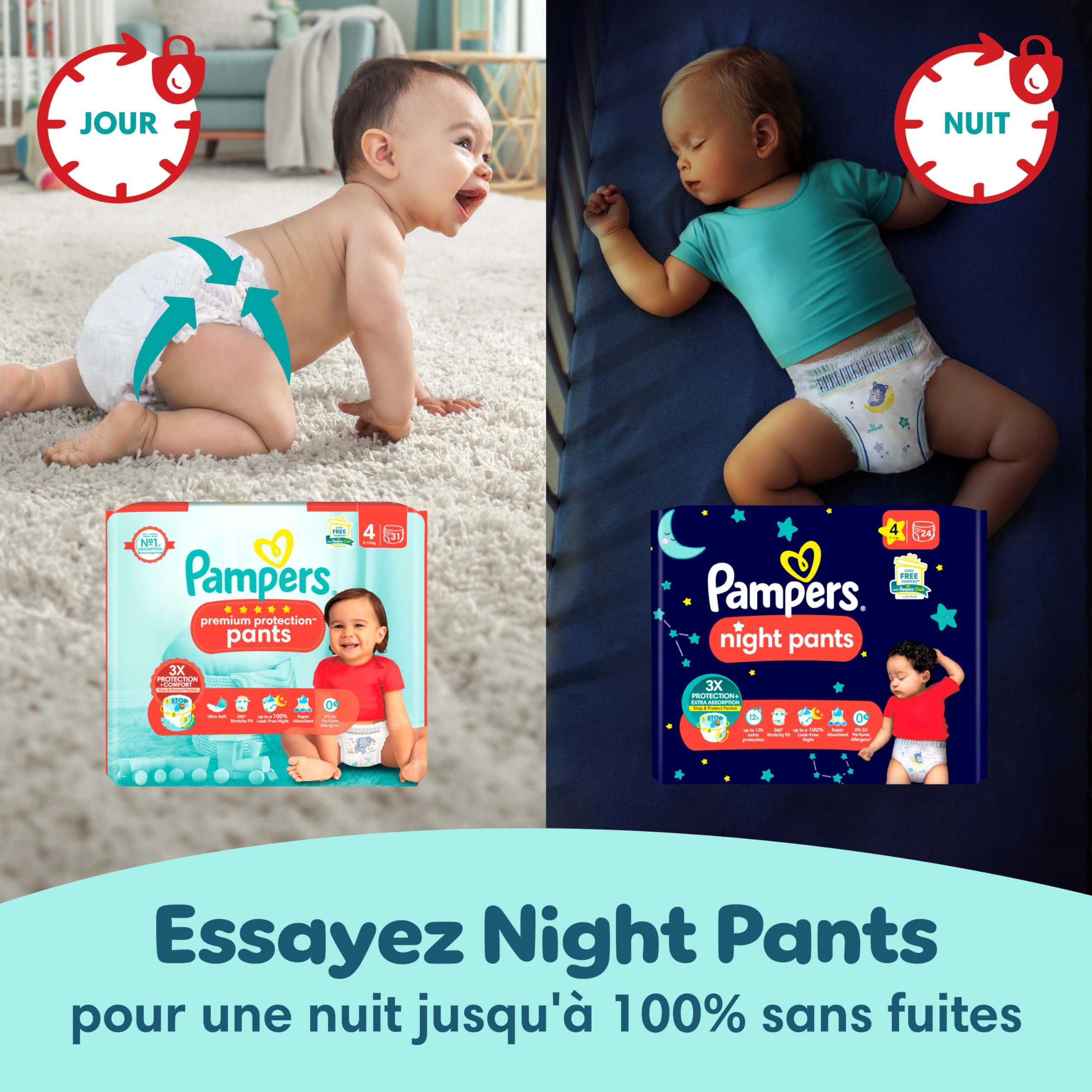 Pampers Premium Protection Pants Taille 6, 78 Couches-Culottes, 15+kg, Avec Maintien 360° et Matières Ultra-Douces Pour Notre Meilleur Confort Et Protection + 10 Lingettes Harmonie Aqua Gratuites