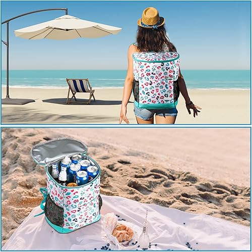 Miniatura 6 de Wolka Mochila térmica de 30 latas, mochila portátil aislada a prueba de fugas, bolsa térmica impermeable de lados suaves para viajes, playa,