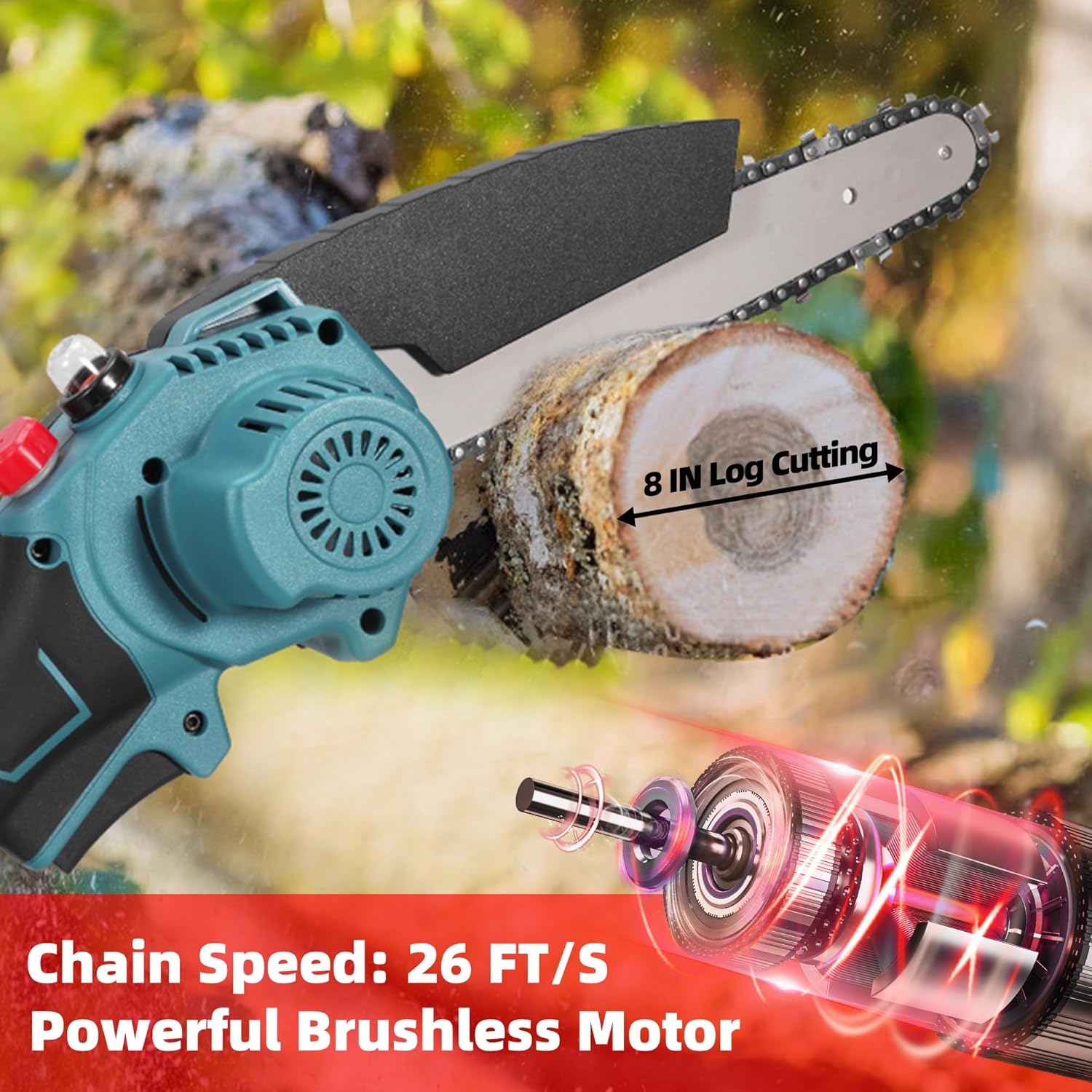 2-in-1 Electric Pole Saws for Tree Trimming, 8 Inch Brushless Mini Chainsaw, 2 Pack 20V 4.0Ah Battery Powered Pole Saws, Auto Oiling, 14ft Reach Cordless Pole Saw with Shoulder Strap