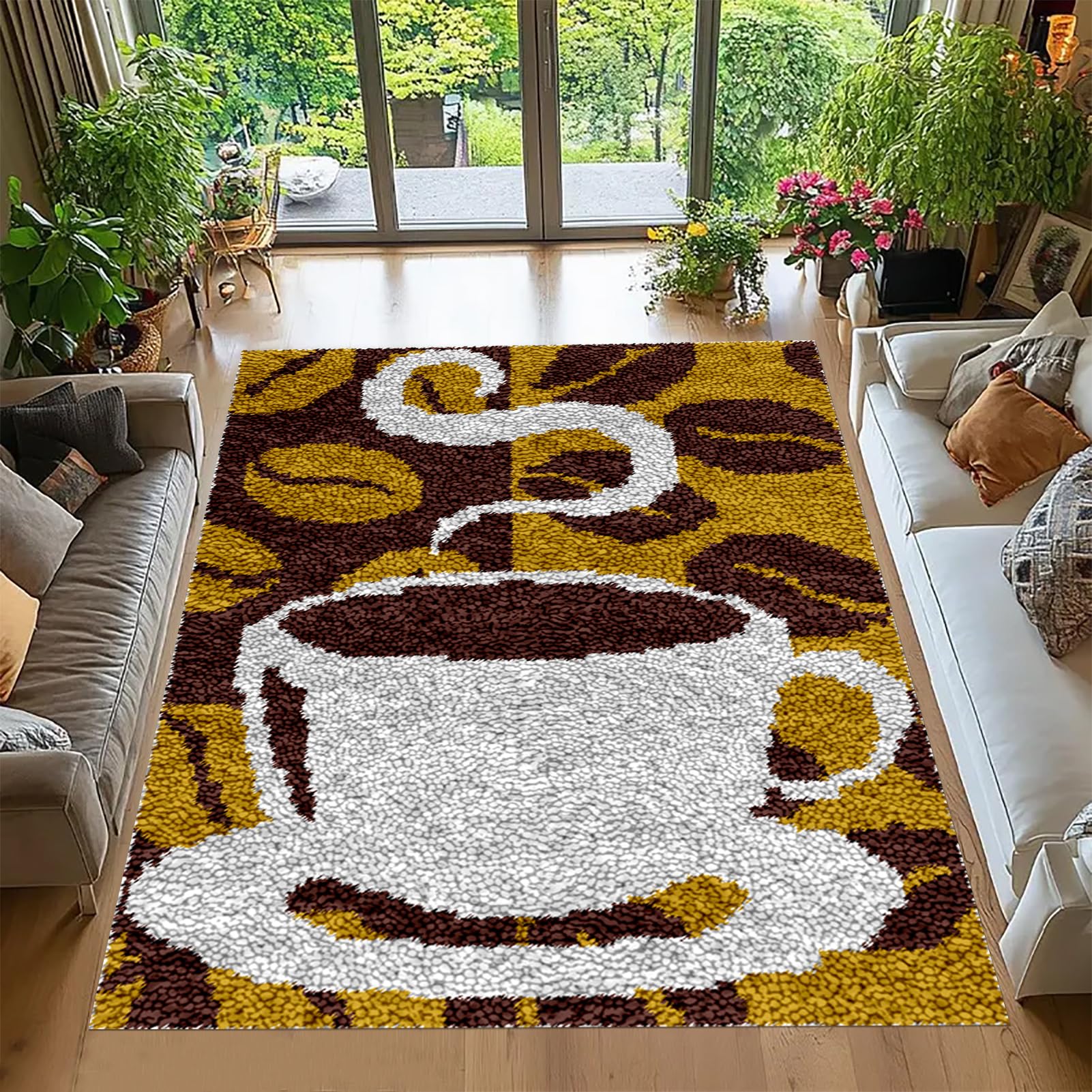 Latch Hook Kits for Adults, Rug Making Kit for Adults Beginners 69 x102 cm Latch Hook Cushion Kits, Carpet Embroidery Needlework Crocheting, Tapestry Kits for Home Decoration, Latch Hook Rug Kit