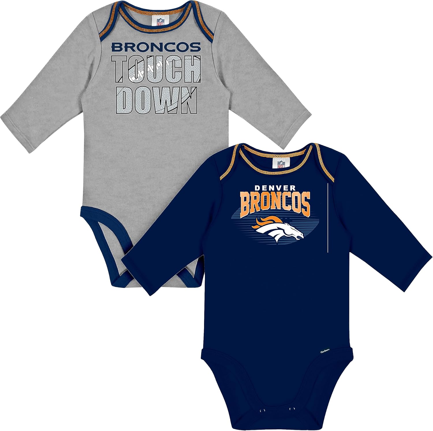 Gerber NFL unisex-baby Nfl Team 2 Pack Long Sleeve Onesie Bodysuit