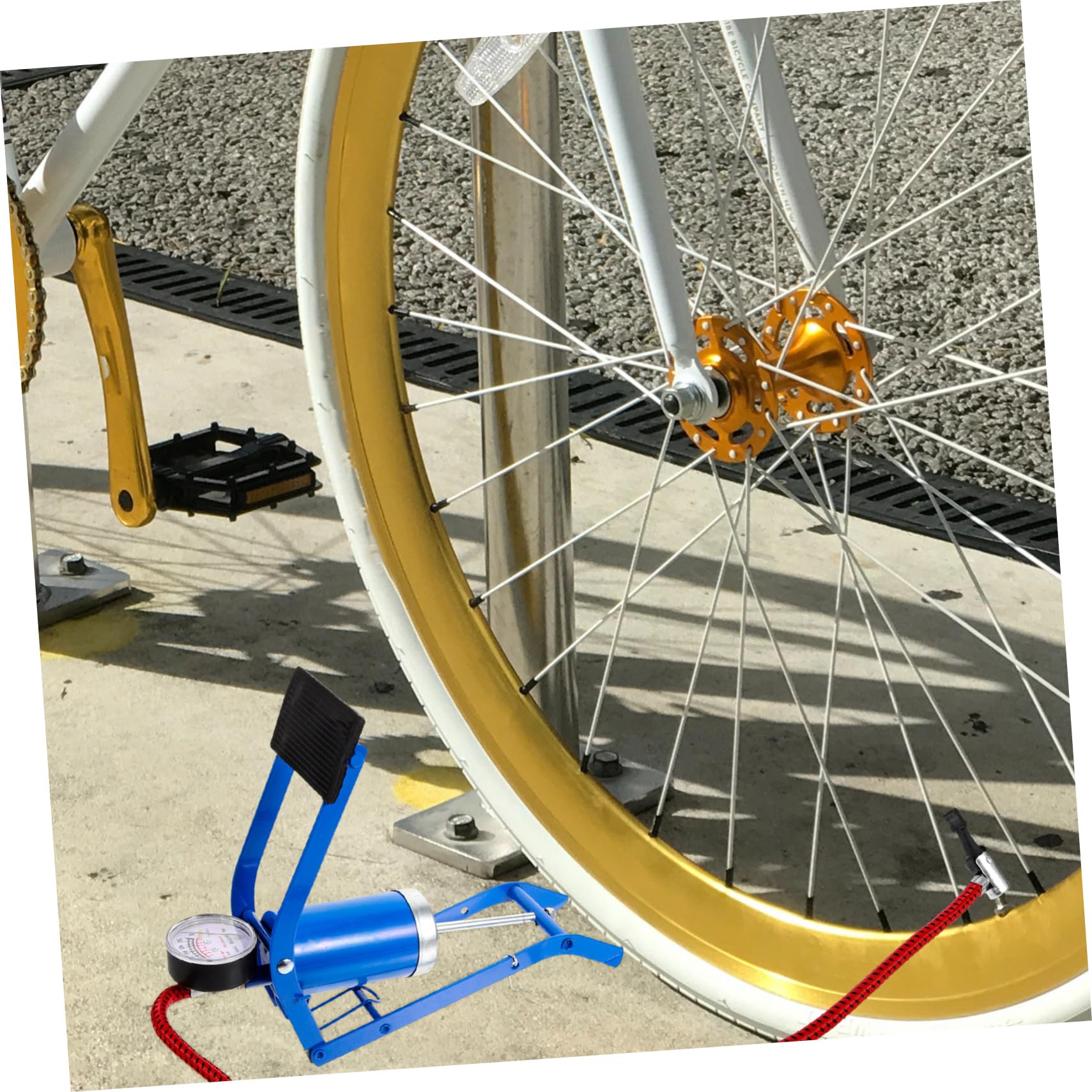 TOYANDONA Hochdruck-Fußpumpe Reifenpumpe Pumpbike Luft Fahrradpumpen für Fahrräder Reifeninflator Standpumpe für Fahrradreifen Standpumpen Inflator Bodenpumpe Eisen Blau