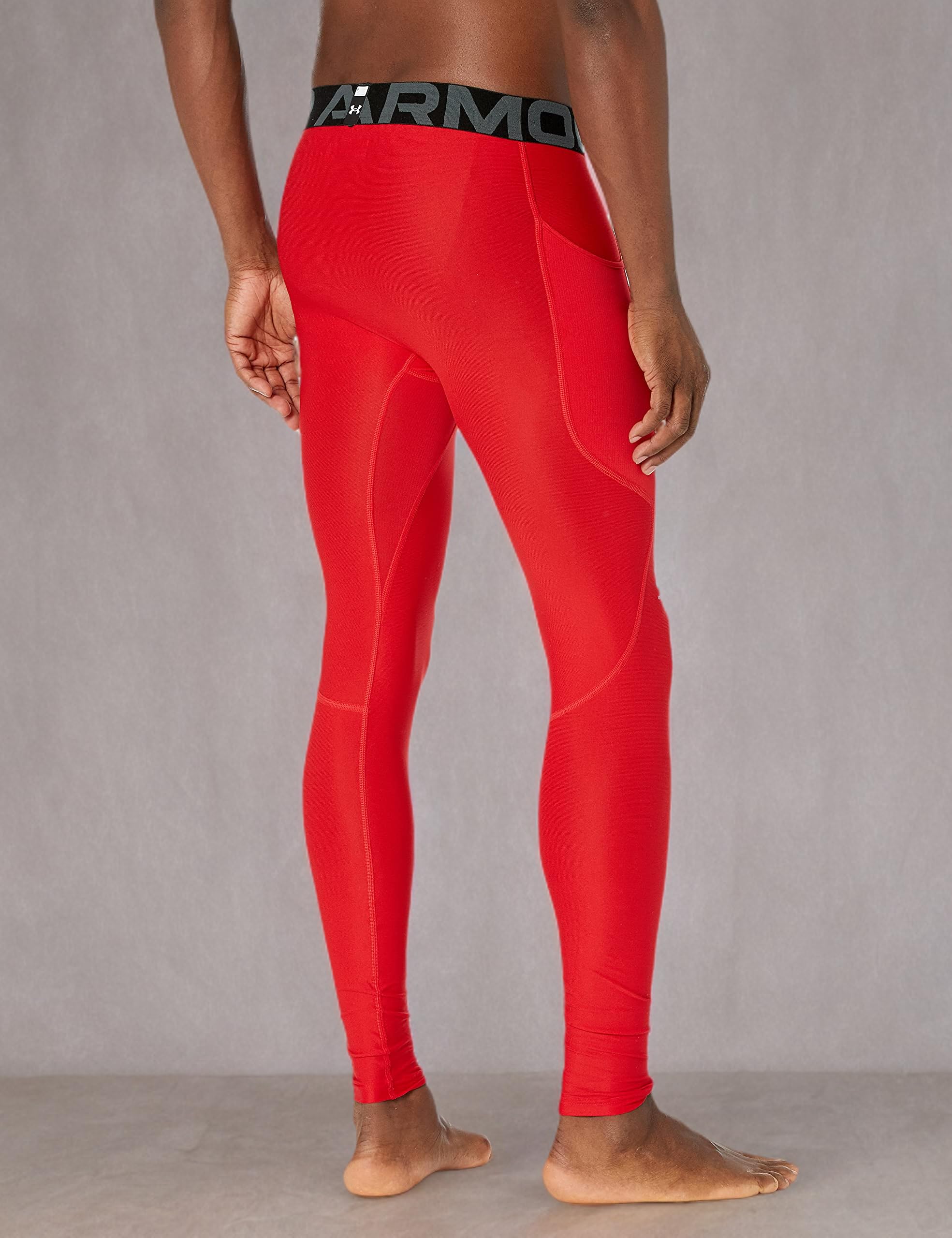Under Armour Męskie legginsy Ua Hg Armour wygodne i wytrzymałe legginsy na siłownię, lekka i elastyczna bielizna termiczna z dopasowaniem kompresyjnym, Czerwony (600)/biały, M