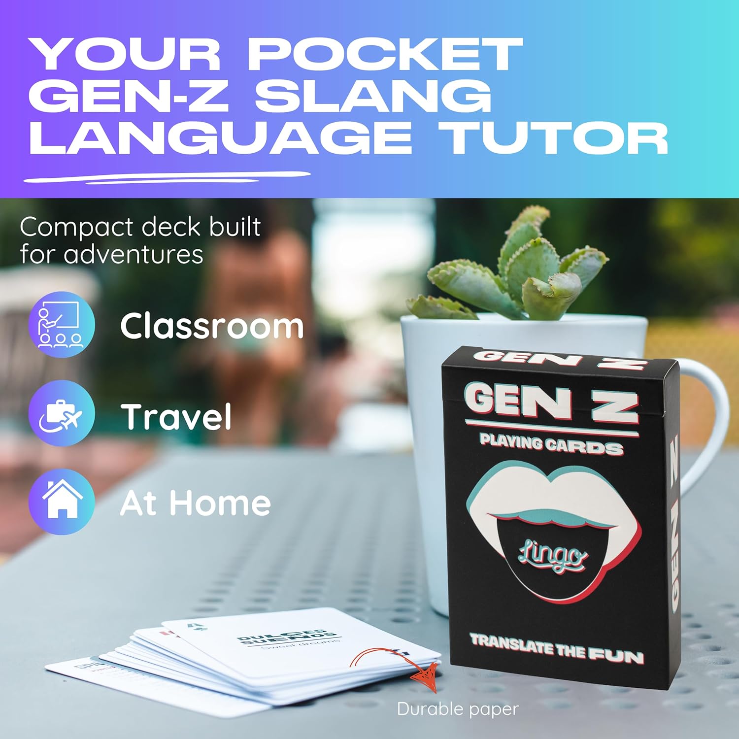 Gen Z Lingo Playing Cards | Travel Flashcards | Learn Gen Z Slang Vocabulary in A Fun & Easy Way | 52 Essential Translations - Image 3