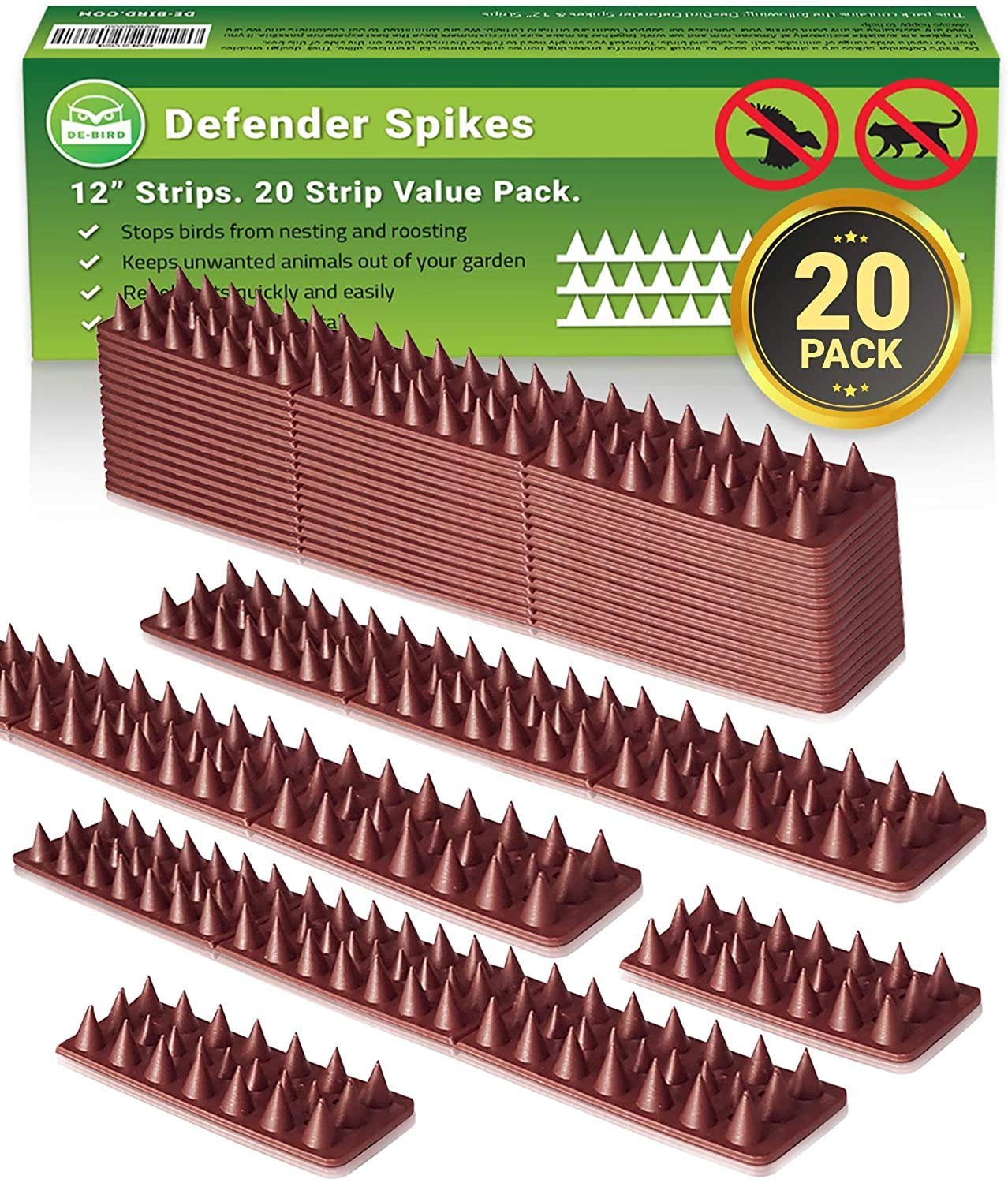 DEBIRD Defender Spikes, Cat and Bird Deterrent Outdoor Pest