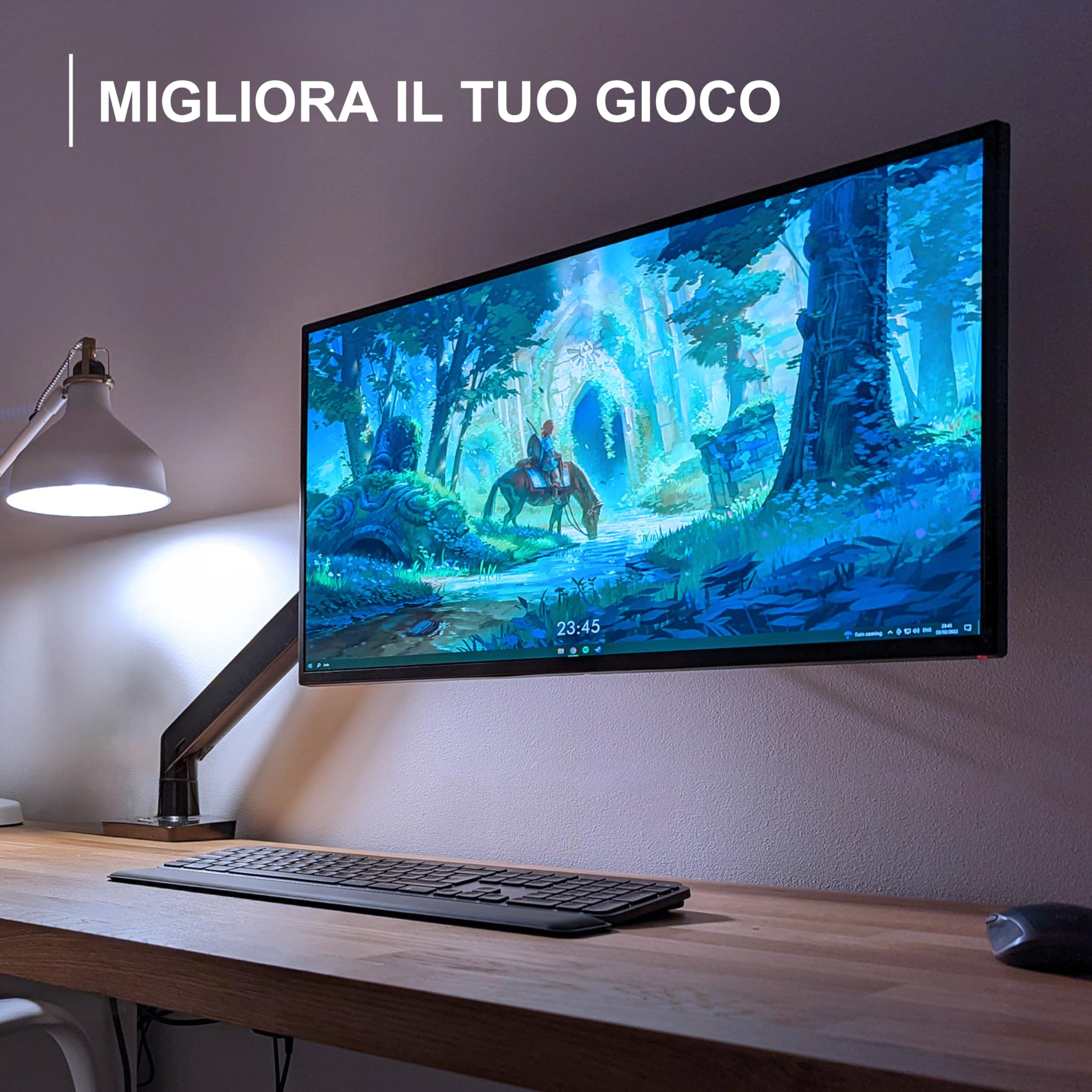 Invision Supporto Braccio Monitor per Schermi 24-40 pollici Morsetto Tavolo Ergonomico Regolabile in Altezza VESA 75-100mm 2-15kg (MX450)