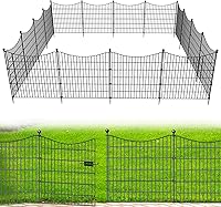 OutdoorFence 15 Panels No Dig Garden Fence with Gate - 32in H x 35.4ft L Rustproof Metal Dog Barrier for Yard & Borders