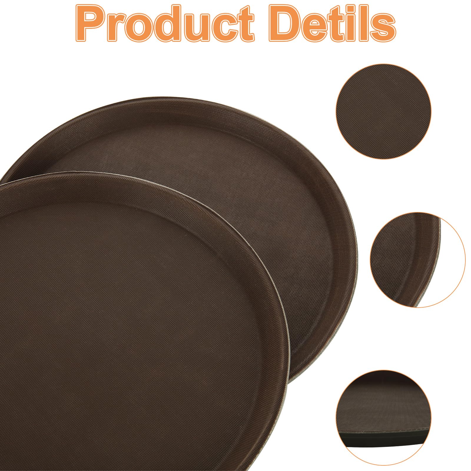 VIDETOL Lot de 5 plateaux de service ronds antidérapants de 28 cm pour boissons, maison, cuisine, bars et restaurants