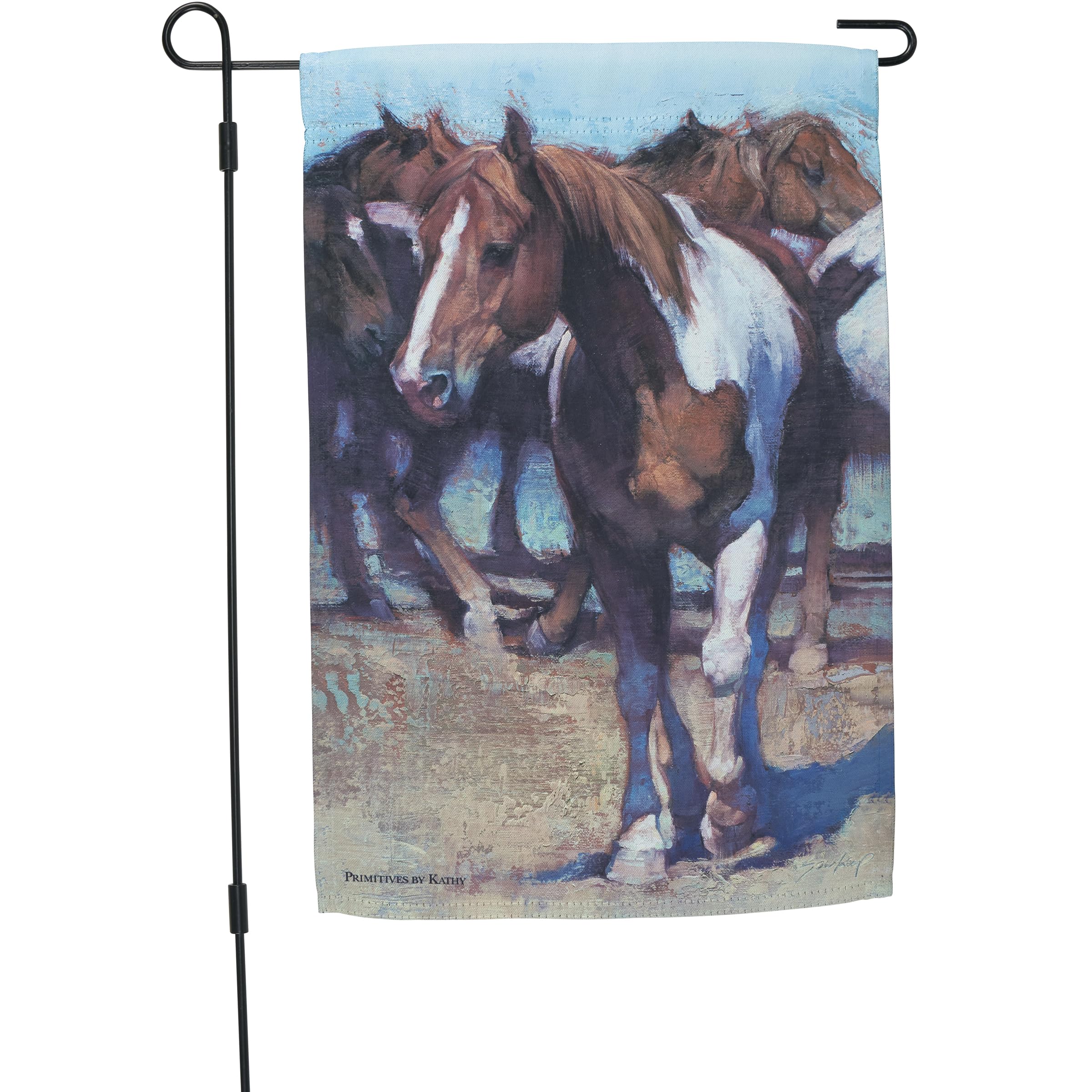 Drapeau de jardin cheval peint pour animer vos allees et terrasses de campagne