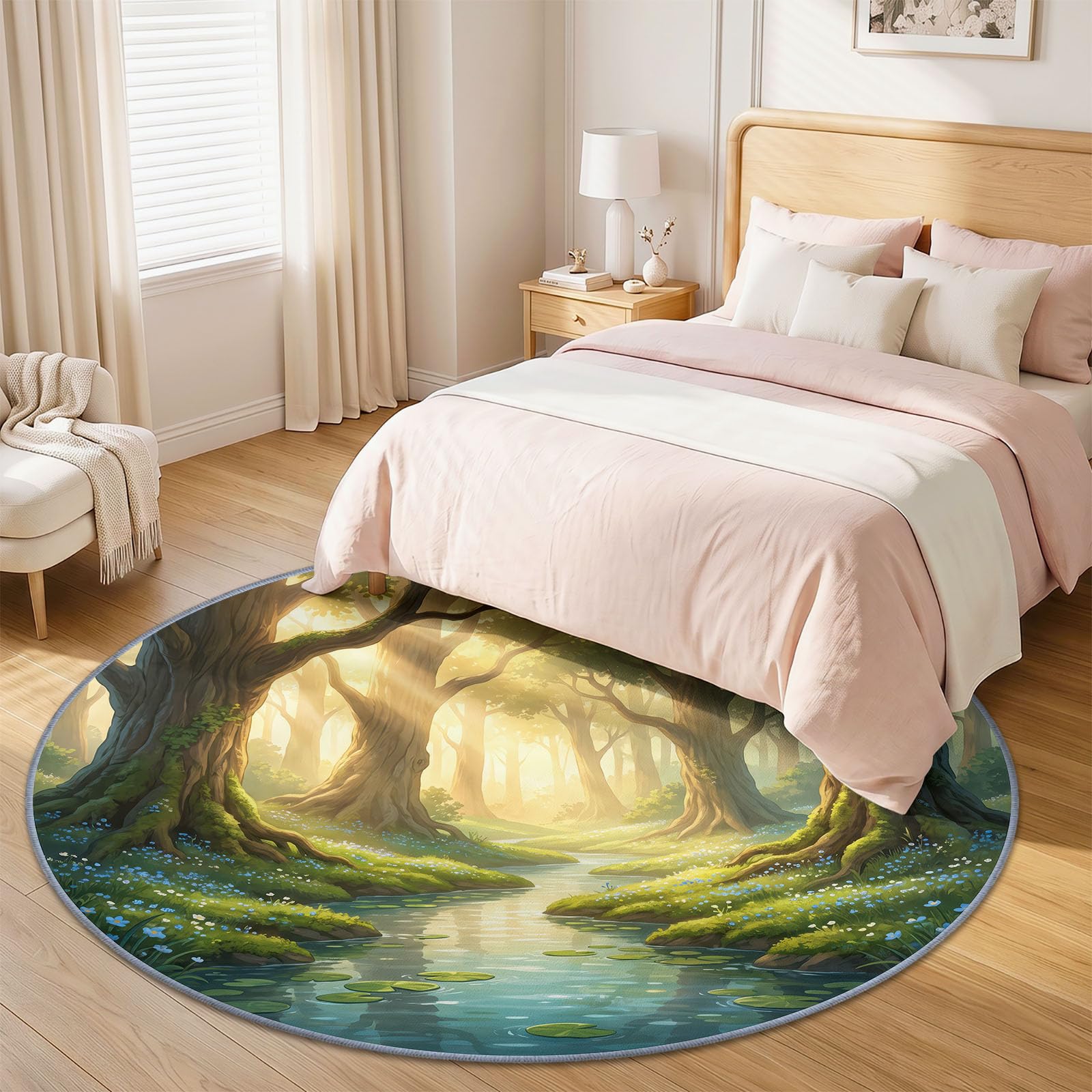 Generisch Natur Fantasy Teppich Rund Wohnzimmer rutschfest Kurzflor