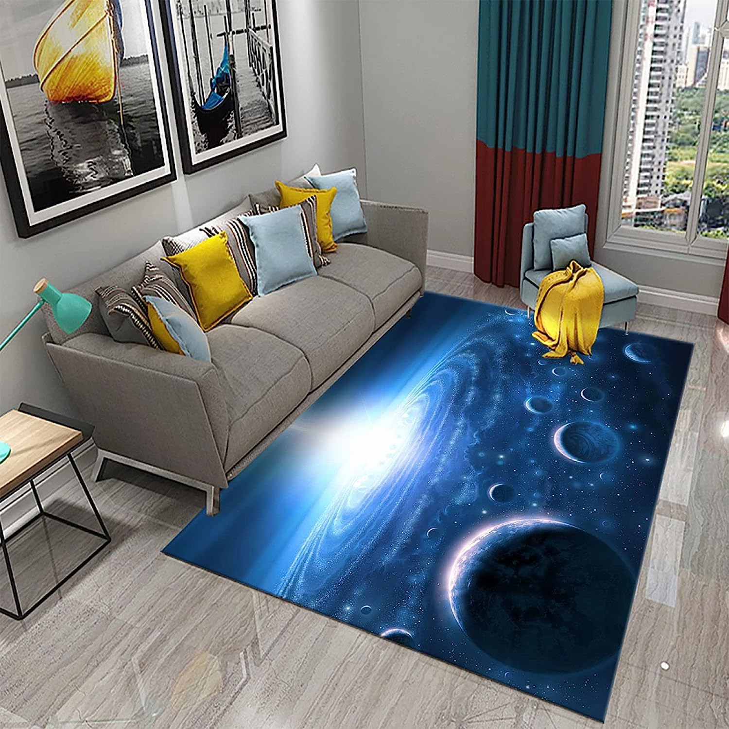 Tappeto 3D Tappeti Salotto Soggiorno Cielo Stellato Della Luna Della Galassia Stampa Tappeti Soggiorno Antiscivolo Lavabili Per Ragazzi E Ragazze 200 X 300 Cm - Poliestere - Soft Touch - Fac -8Y7Q/G9