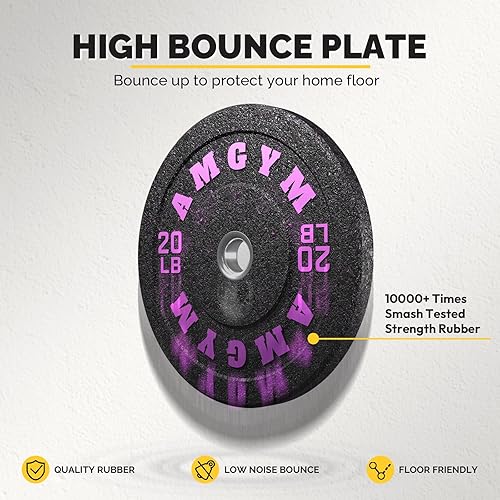 Miniatura 4 de Juego de placas de parachoques con motas de colores, placas de pesas estándar de 2 pulgadas, pesas de alto rebote y bajo ruido sin olor para