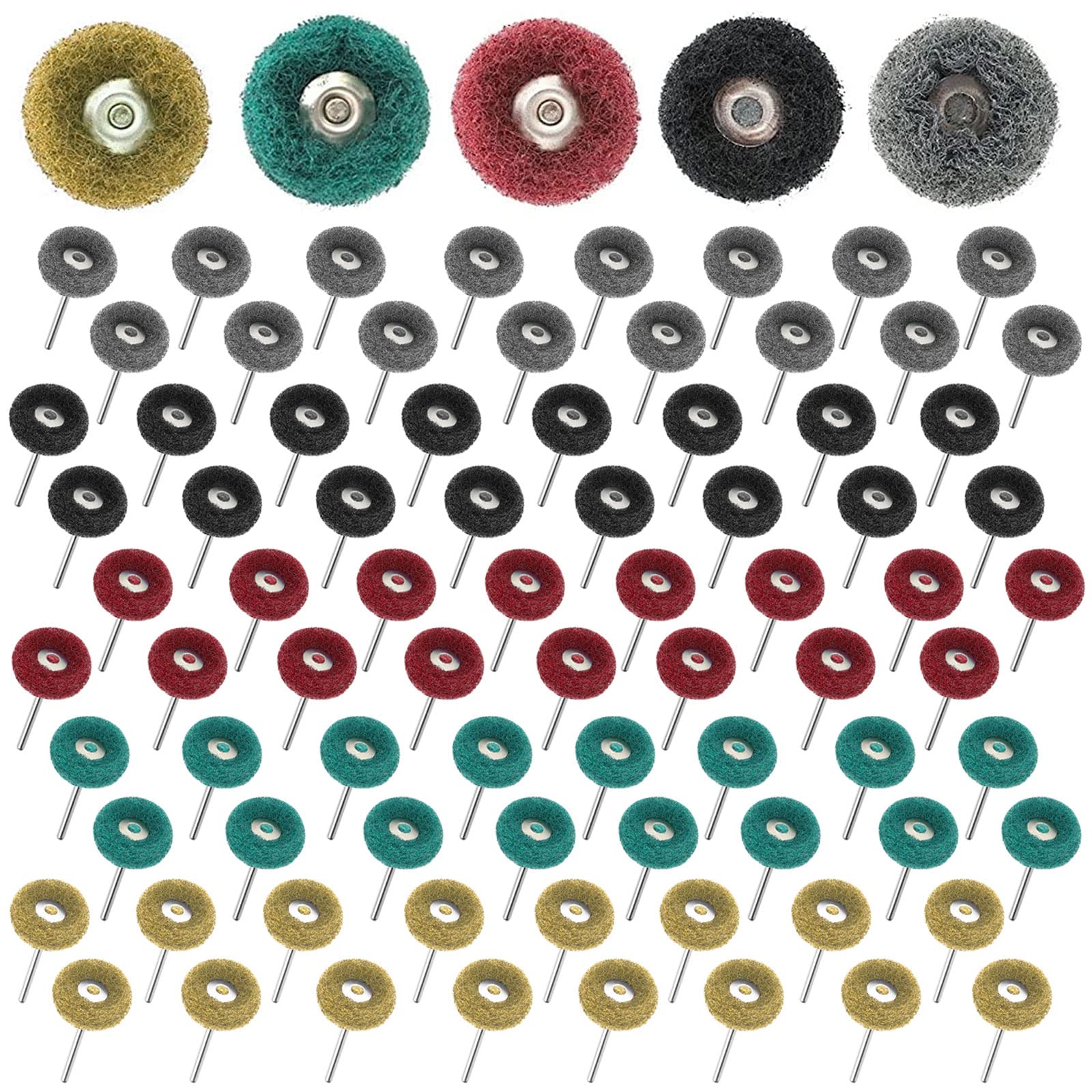 Linkstyle 80 PCS Polishing Buffing Wheel, Abrasive Buffing Wheels Set with 3mm Shank Polishing Accessories for Dremel Rotary Tools for Glass Metal Wood Polishing Sanding Dusting