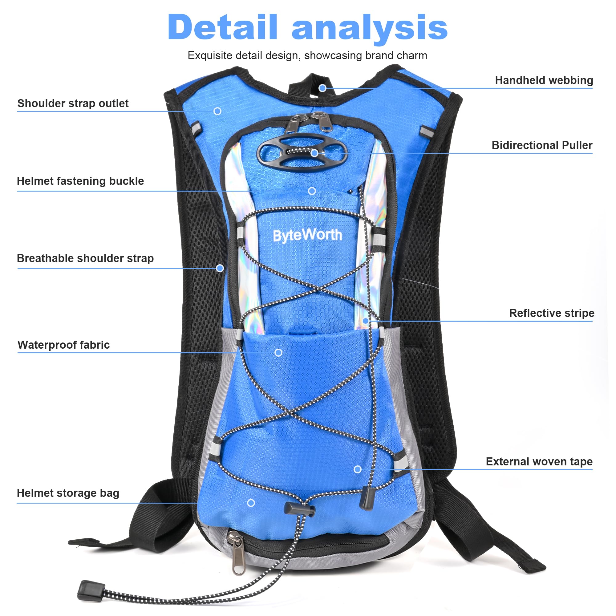 ByteWorth 16L Hydration Backpack wtih 2L Leakproof Bladder & Emergency Whistle Ultralight Cycling Running & Camping Backpack for Outdoor Adventures (Men & Women) 2025 Upgrade