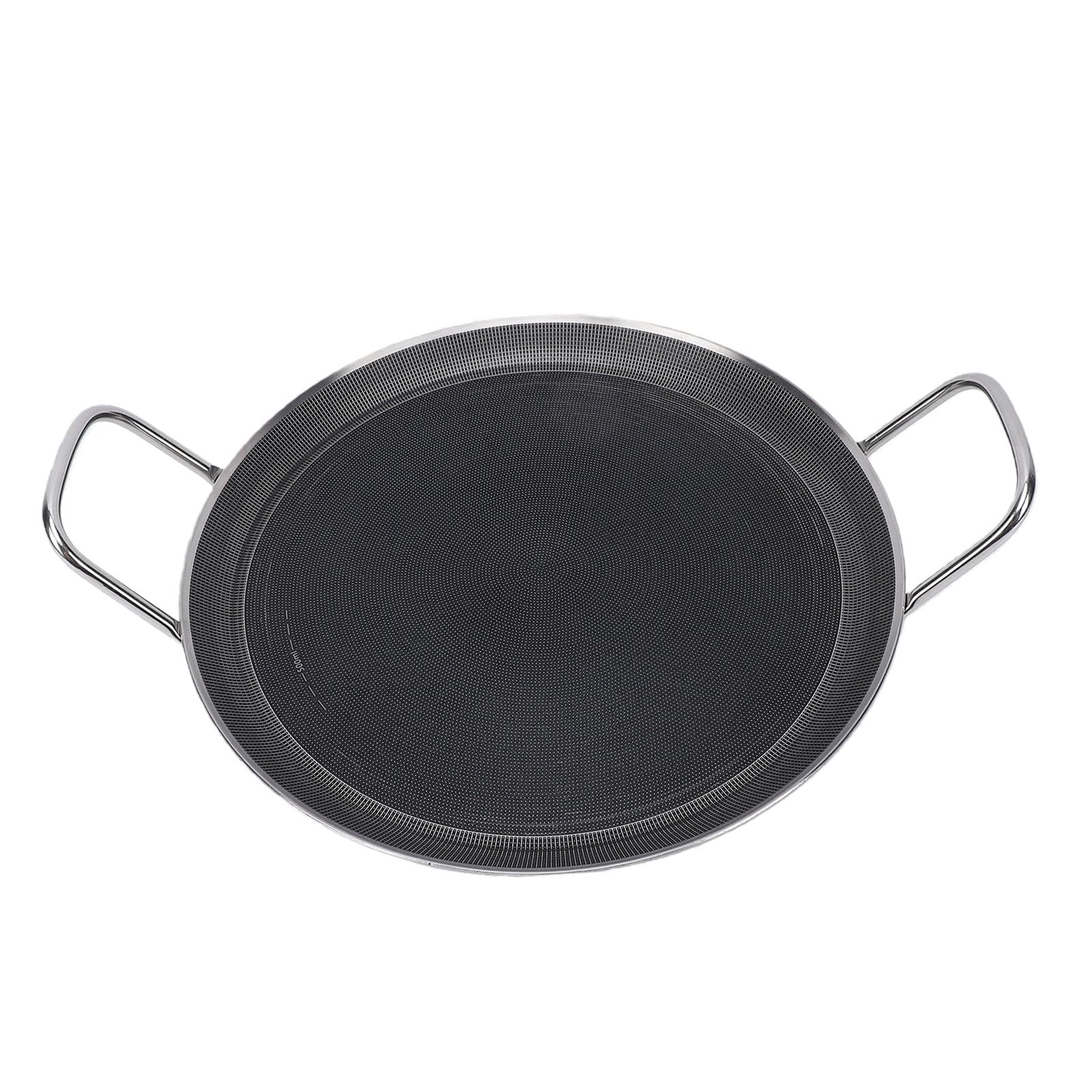Zerodis Poêle à Frire, Poêle à Crêpes Plate en Acier Inoxydable, Double Poignées, Fond épais Antiadhésif pour la Maison, la Cuisine, la Cuisinière, le Gaz, L'induction, la Céramique et