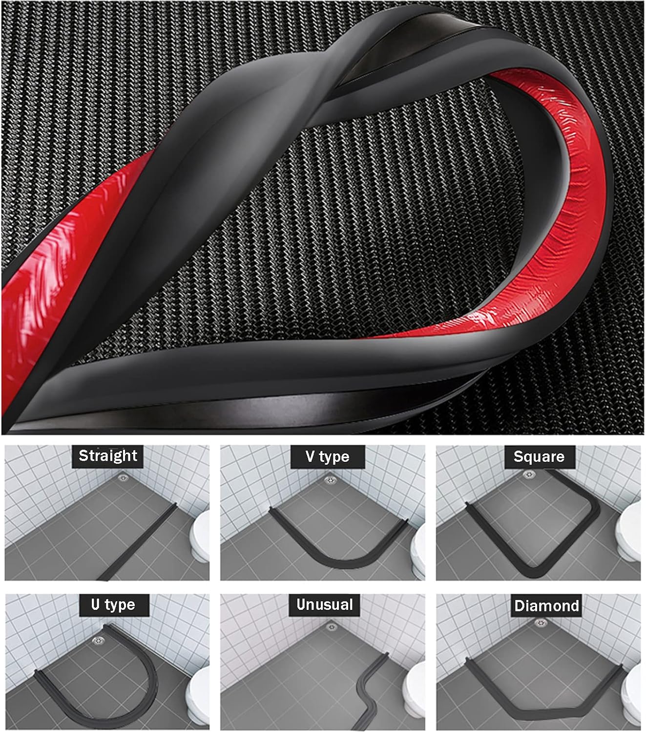 Collapsible Shower Threshold Water Dam Silicone Shower Barrier, Wet Room Bathroom Shower Door Dam Water Stopper, Floor Water Stopper Strip Dry and Wet Separation,