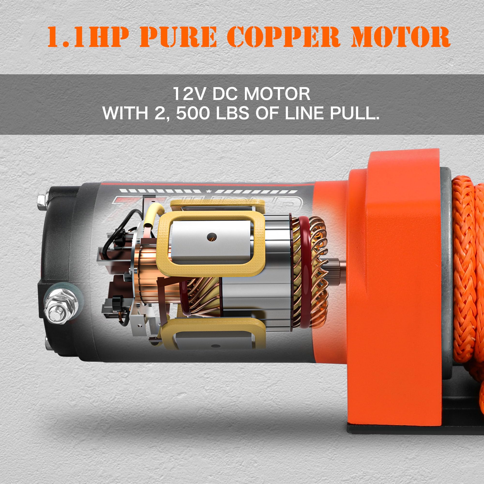 ZESUPER 1,134 kg 12 V DC elektryczna wciągarka 9 m, syntetyczna lina, terenowa, wodoodporna, zestawy wciągarek do łodzi UTV ATV z bezprzewodowym pilotem, przełącznik ręczny
