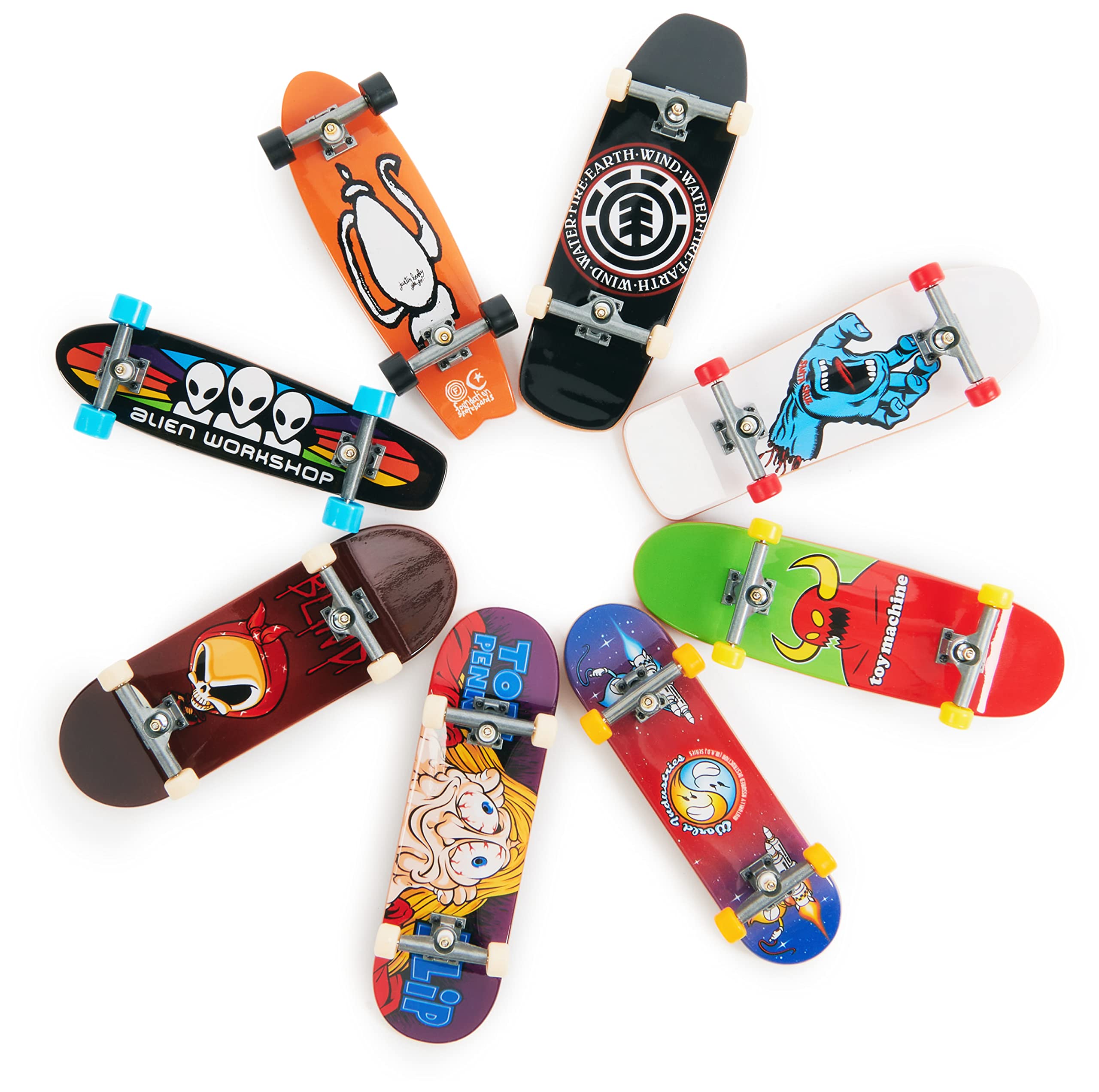 Tech Deck - 25th Anniversary Pack, 8er-Set mit Finger-Skateboards der coolsten Skate-Marken der letzten 25 Jahre, Zubehör: Dude Skater-Sammelfigur, Sticker-Sets der enthaltenen Marken, ab 6 Jahren