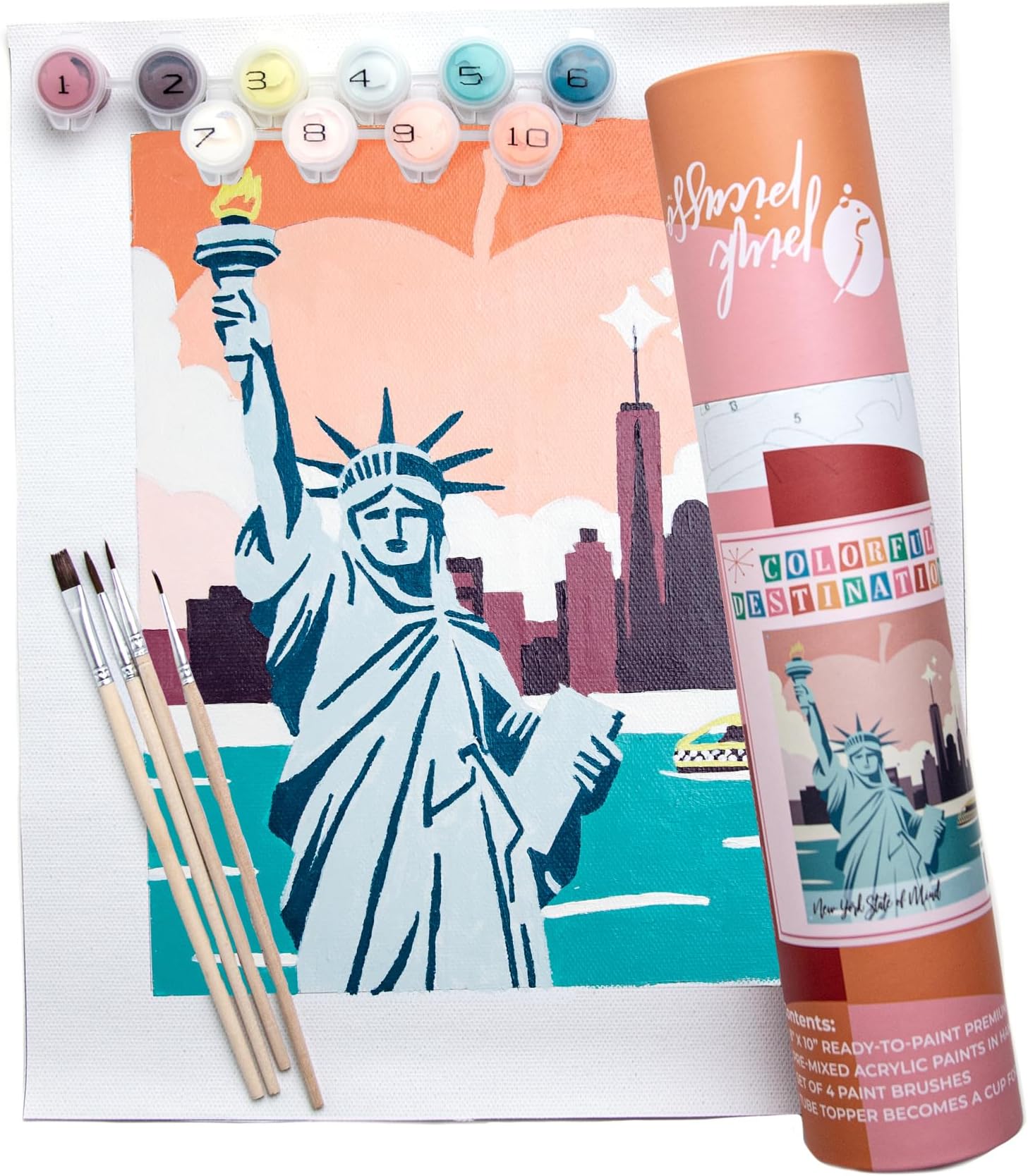 Pink Picasso Kits Colorful Destinations Paint by Number for Adults and Teens | DIY Unique Canvas Painting Kits Color by Numbers Arts & Crafts Kit | New York State of Mind 8x10 - Paint Kit Set