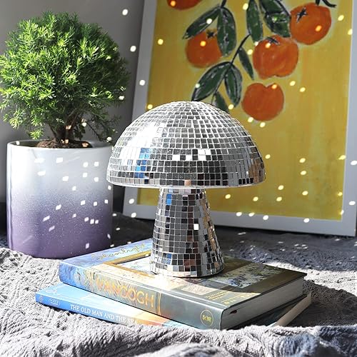 Miniatura 3 de Bola de discoteca con forma de hongo, bola de discoteca plateada con purpurina, luces de bola de discoteca reflectantes para fiestas, habitaciones,