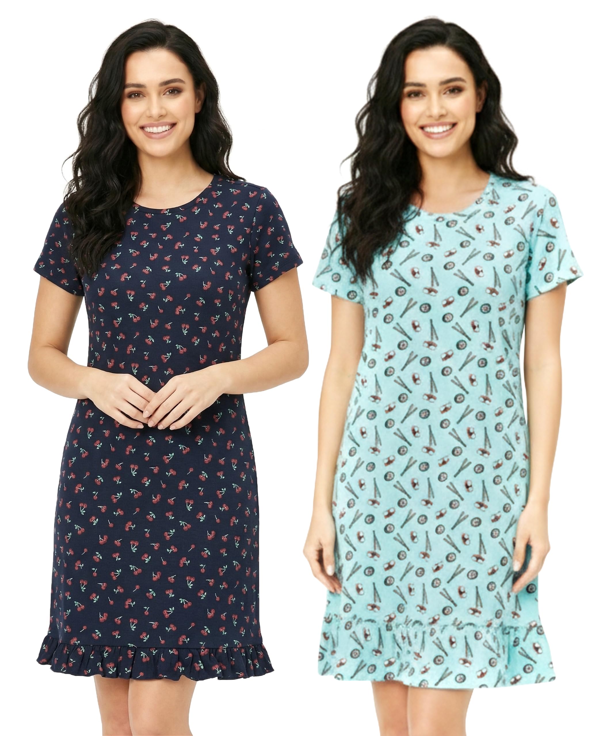 ariel Women's Cotton Printed Knee Length Nightdress-picture-16