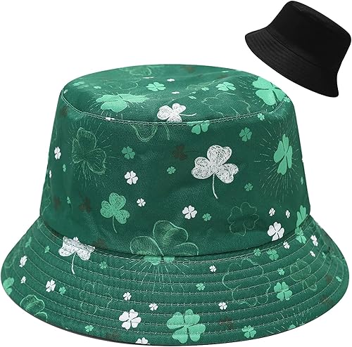 St Patricks Day Bucket Hat Beach Sun Hat for Women Men Outdoor Travel Reversible