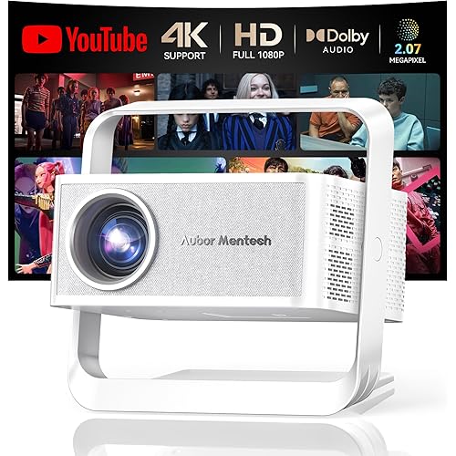 Projector with WiFi and Bluetooth, Smart 4K Projector Built-in 10,000+ APPS for Dolby Audio Home Theater Movie, Native 1080P Portable Outdoor-Proyector with HDR10+