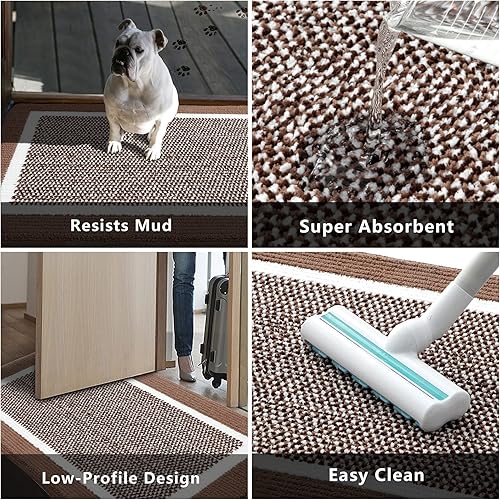 Miniatura 5 de REFETONE Tapete para interiores, tapete para puerta delantera y trasera, 32 x 48 pulgadas, parte trasera de goma absorbente, antideslizante, lavable